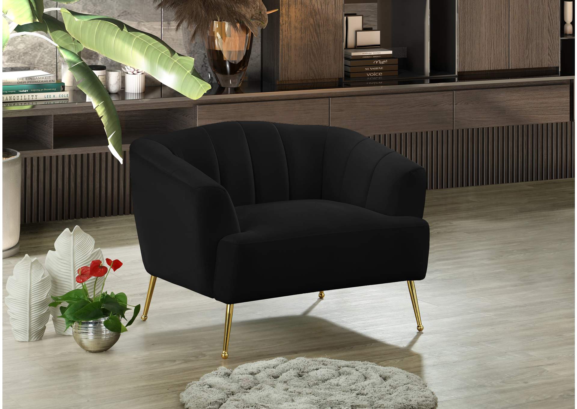 Tori Black Velvet Chair,Meridian Furniture