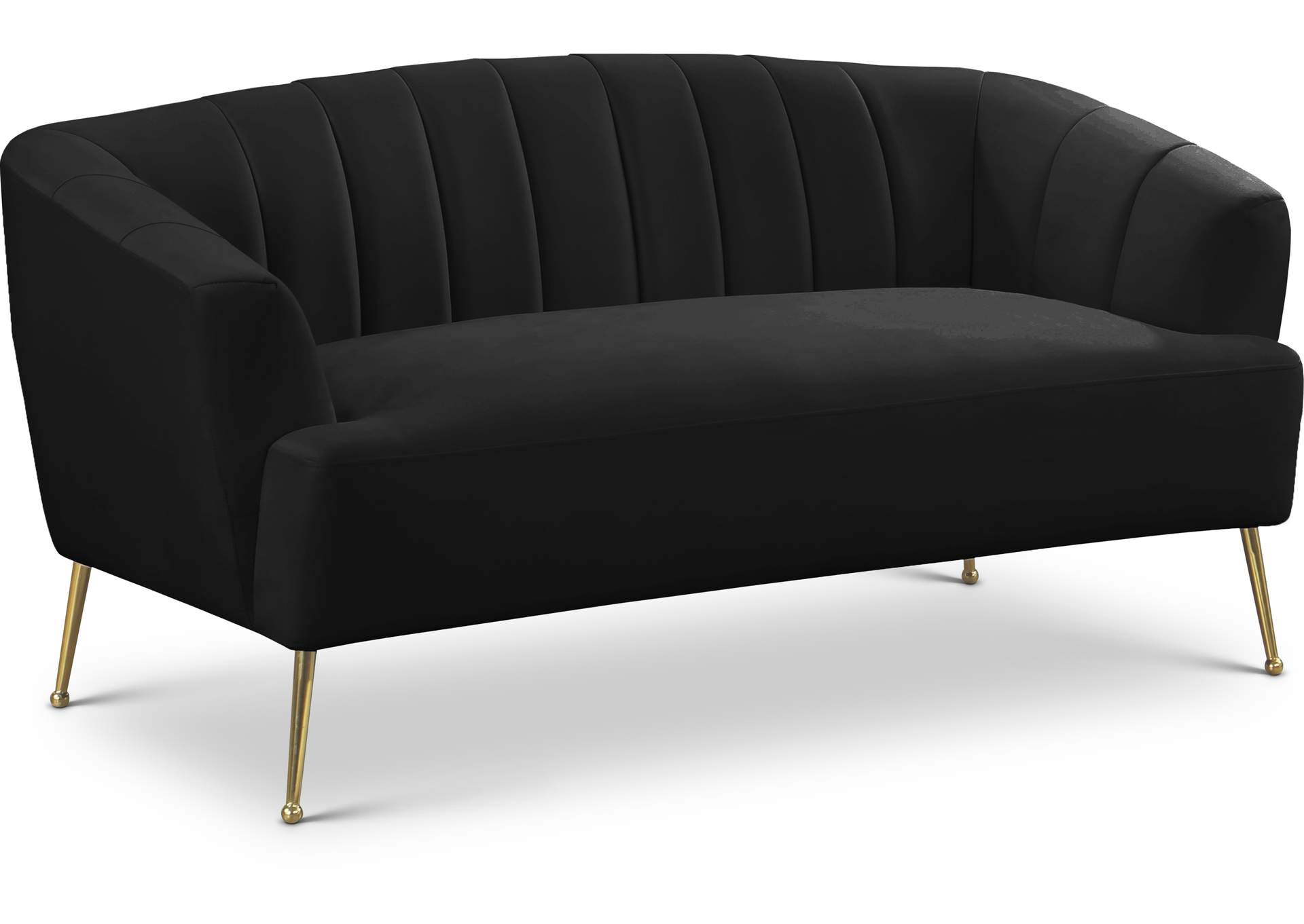 Tori Black Velvet Loveseat,Meridian Furniture