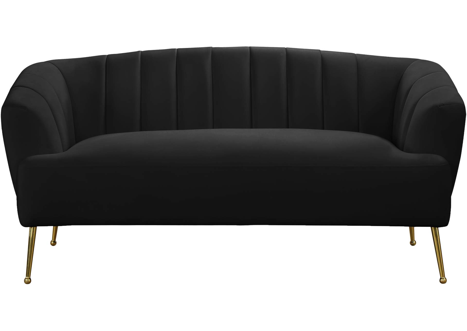 Tori Black Velvet Loveseat,Meridian Furniture