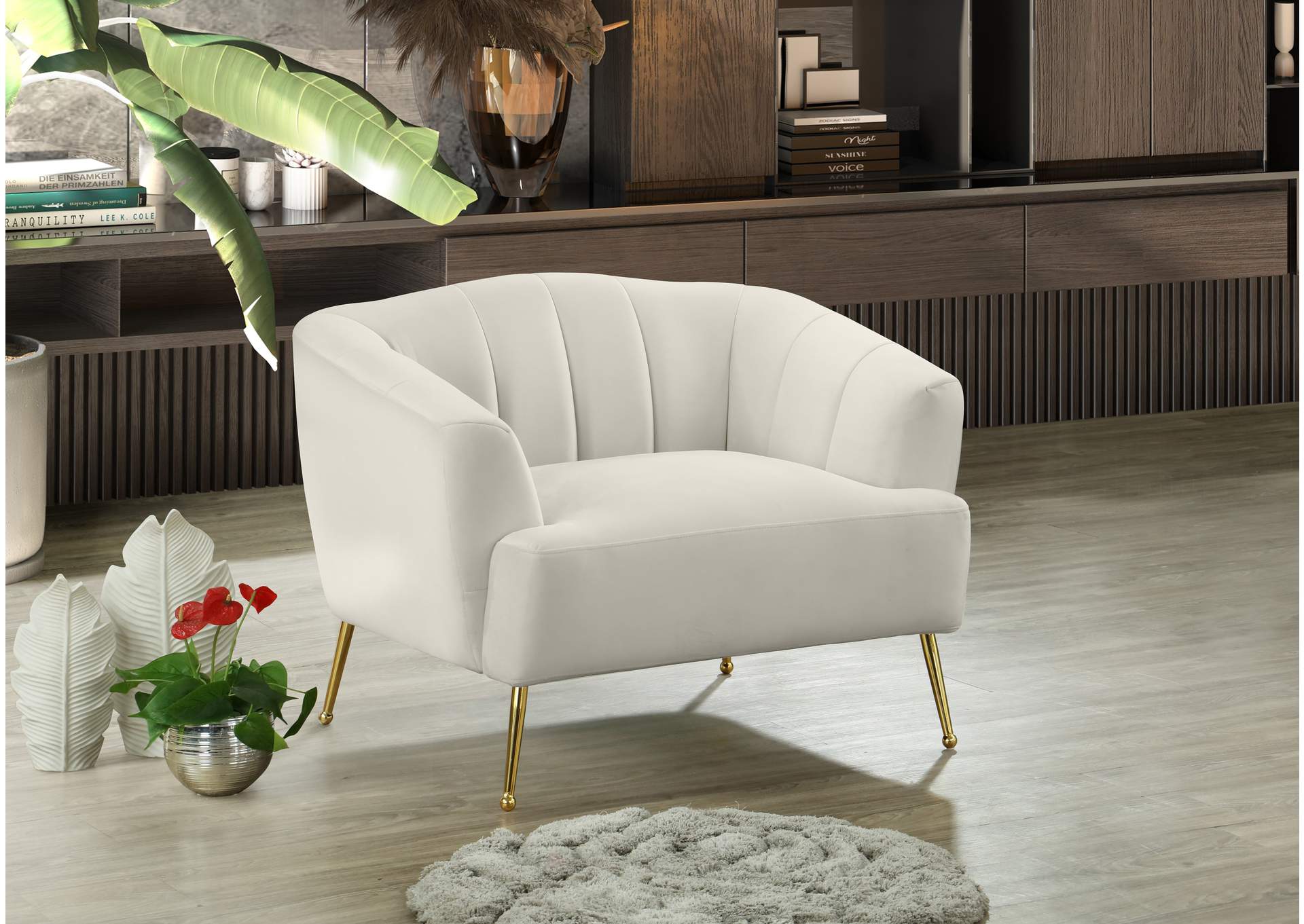 Tori Cream Velvet Chair,Meridian Furniture