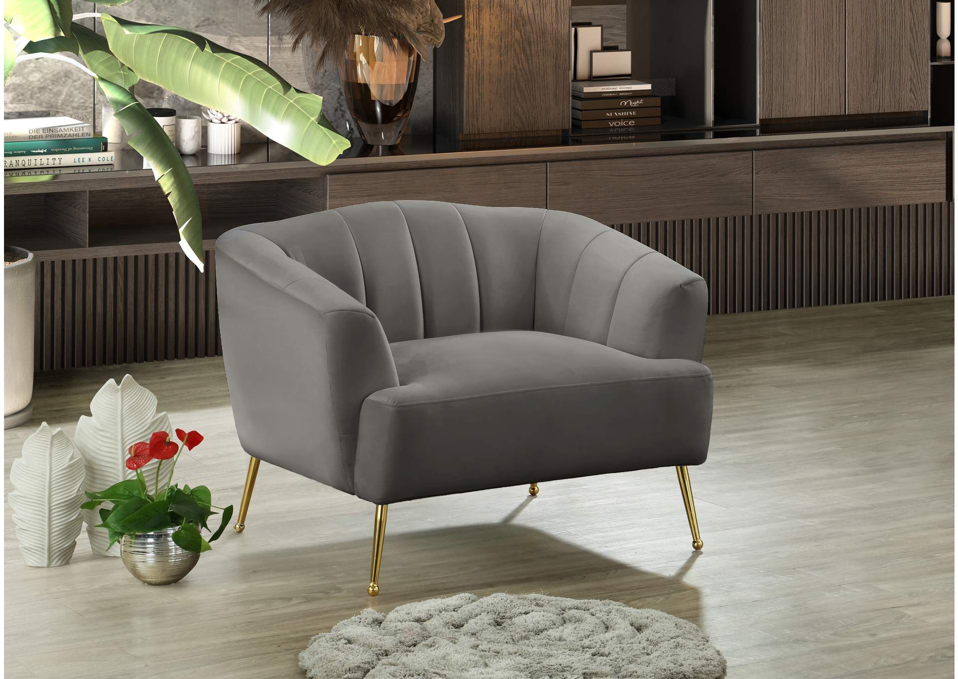 Tori Grey Velvet Chair,Meridian Furniture