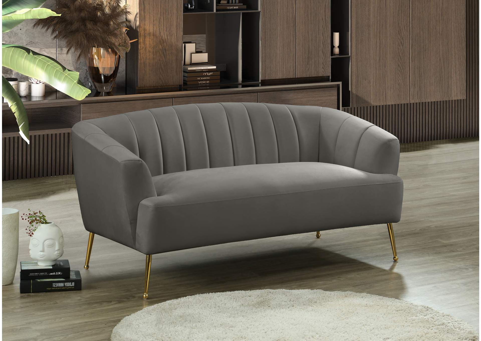 Tori Grey Velvet Loveseat,Meridian Furniture