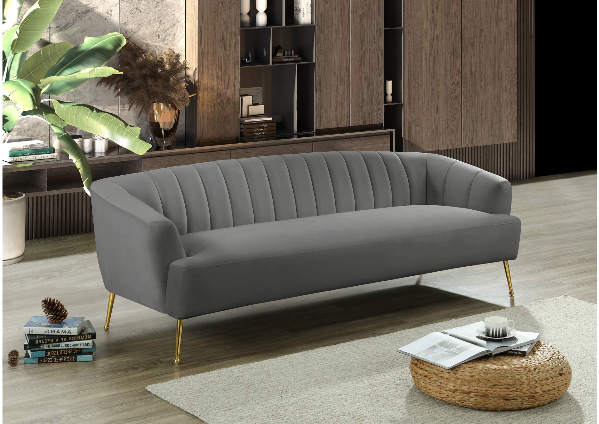 Tori Grey Velvet Sofa,Meridian Furniture