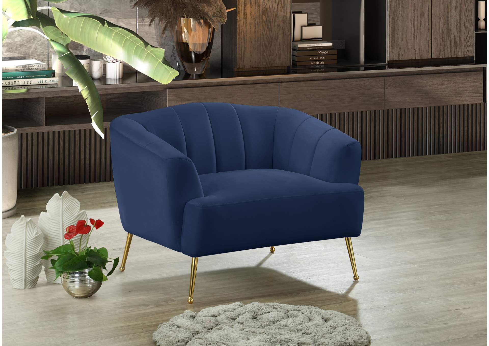 Tori Navy Velvet Chair,Meridian Furniture