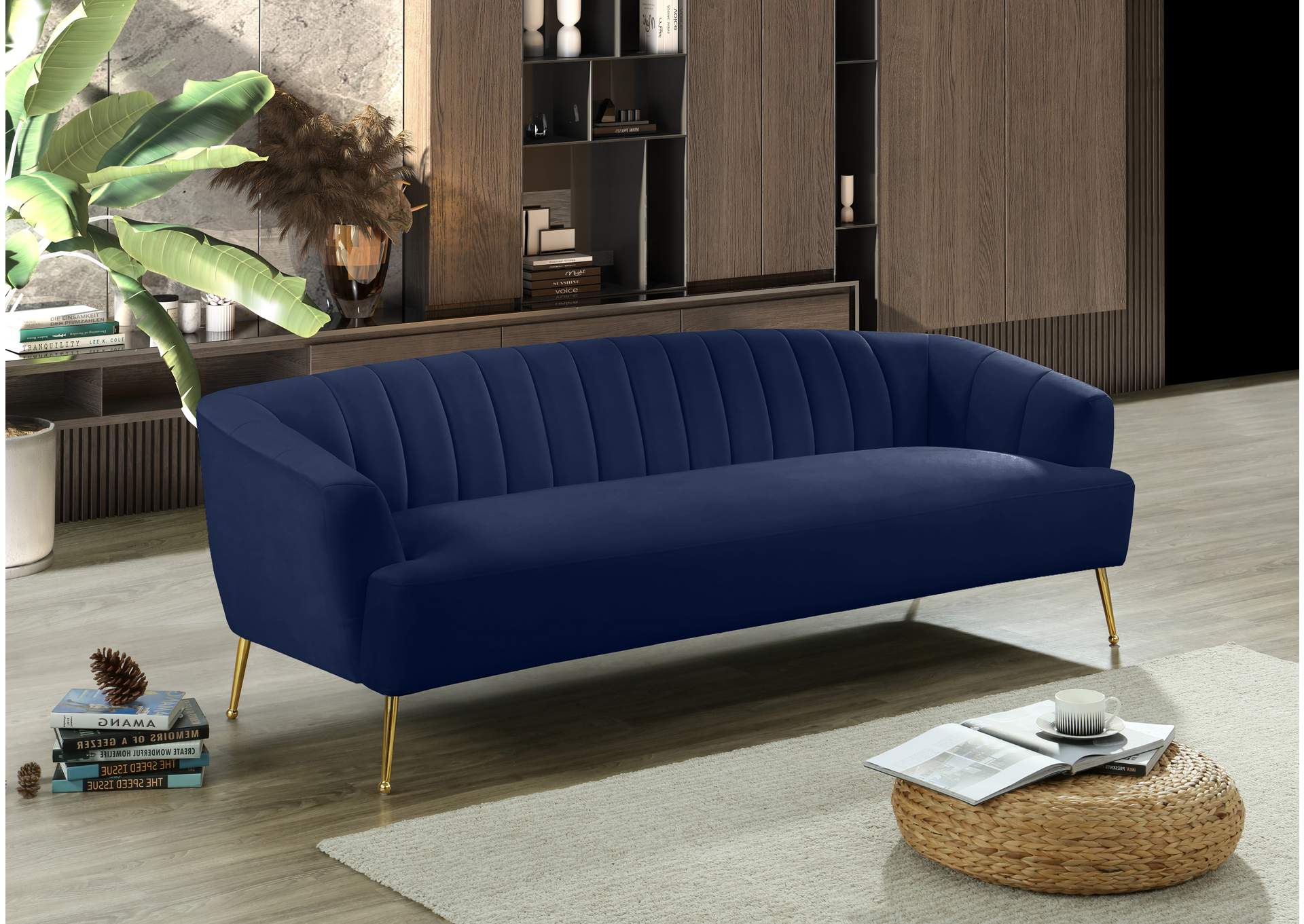 Tori Navy Velvet Sofa,Meridian Furniture