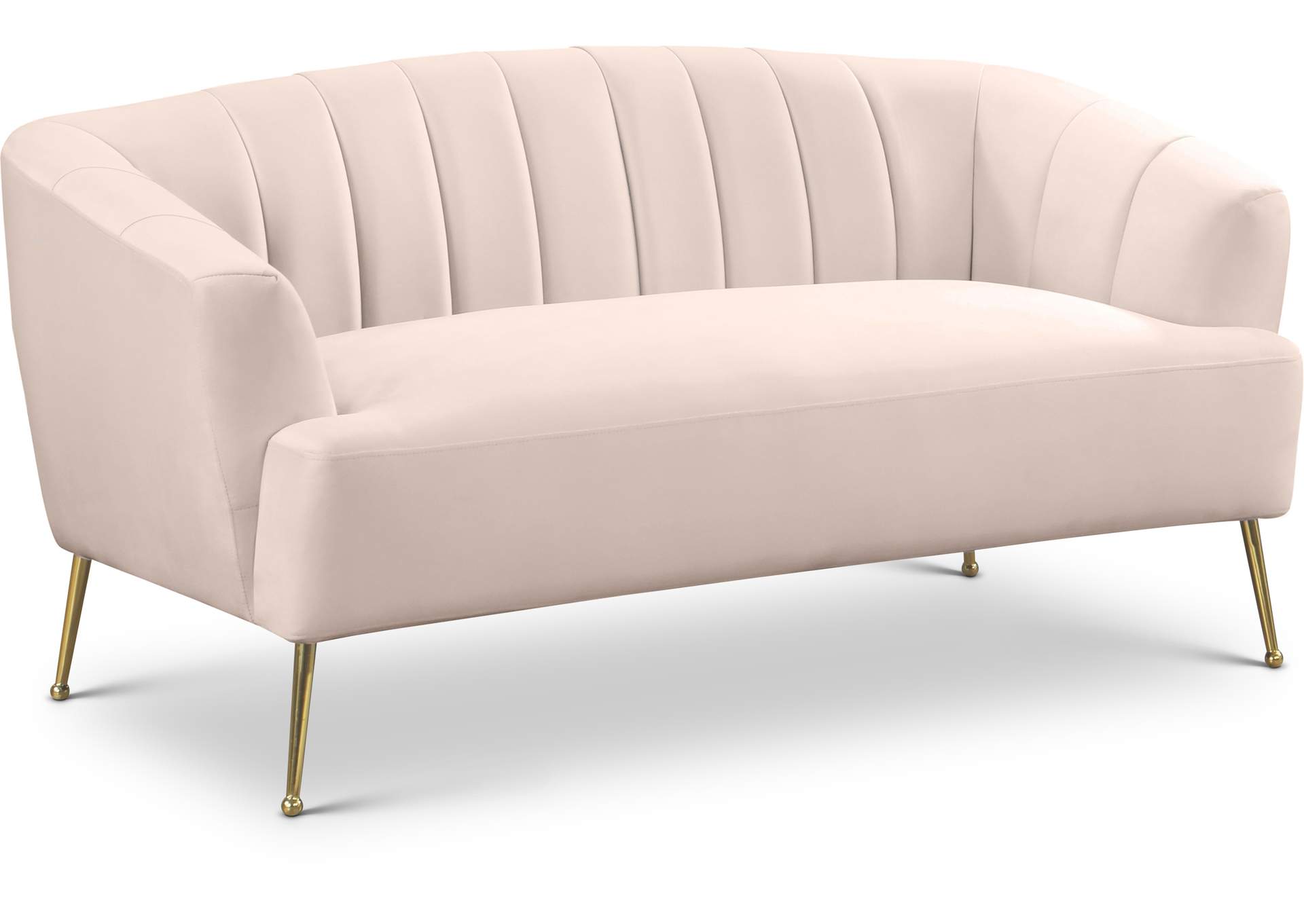 Tori Pink Velvet Loveseat,Meridian Furniture