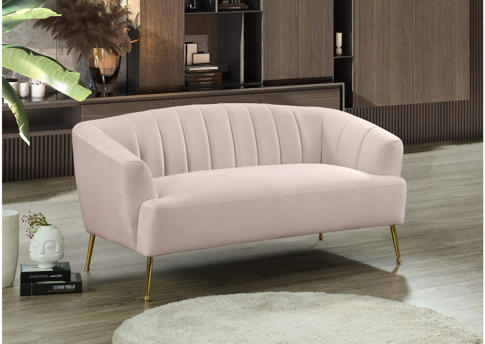 Tori Pink Velvet Loveseat,Meridian Furniture