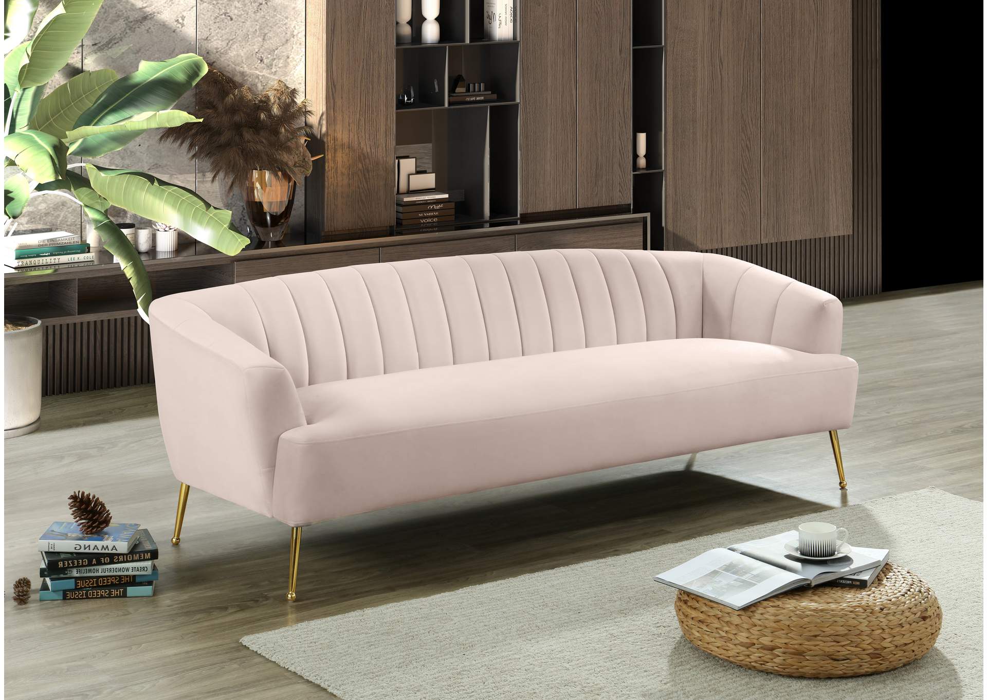 Tori Pink Velvet Sofa,Meridian Furniture