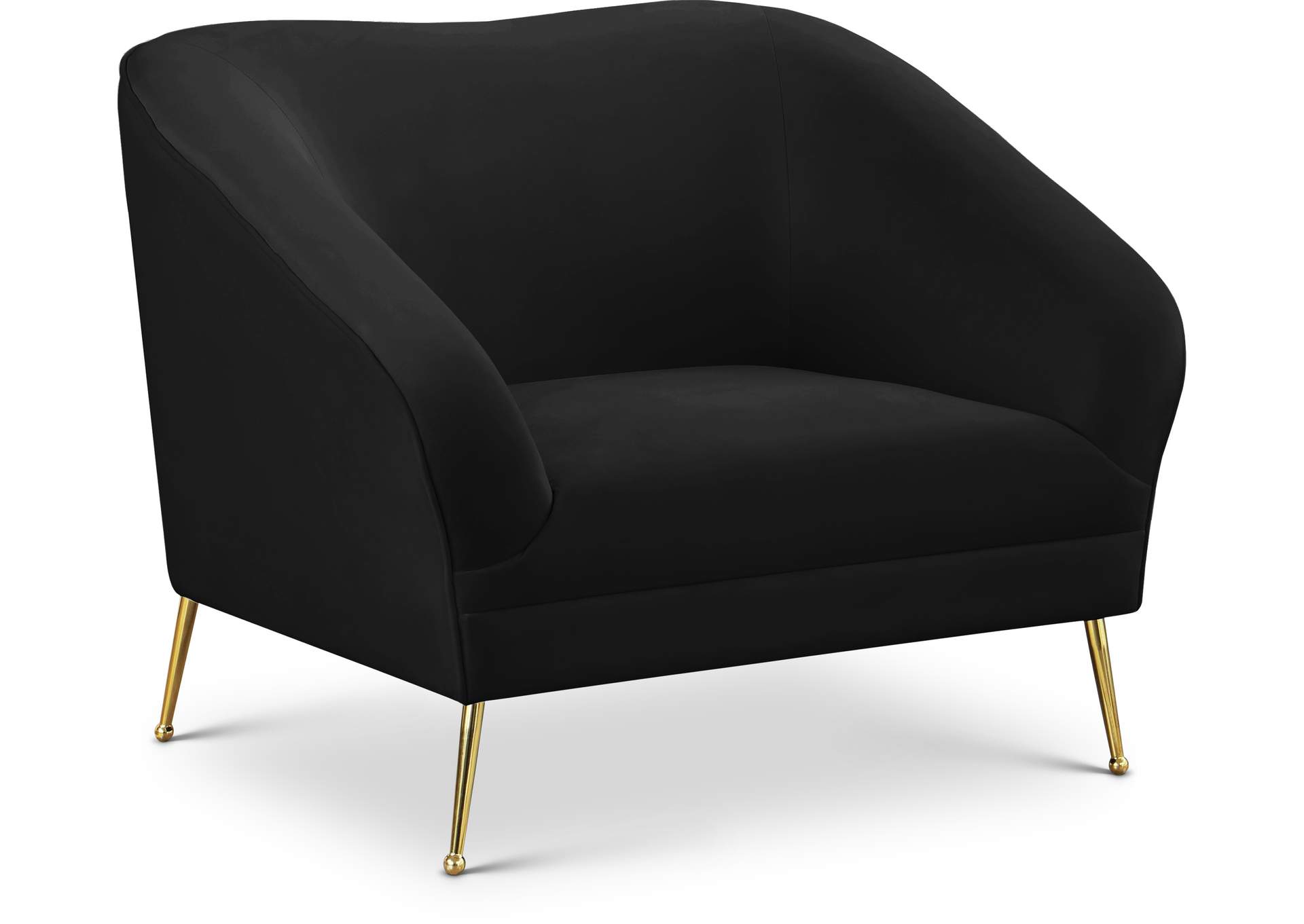 Hermosa Black Velvet Chair,Meridian Furniture