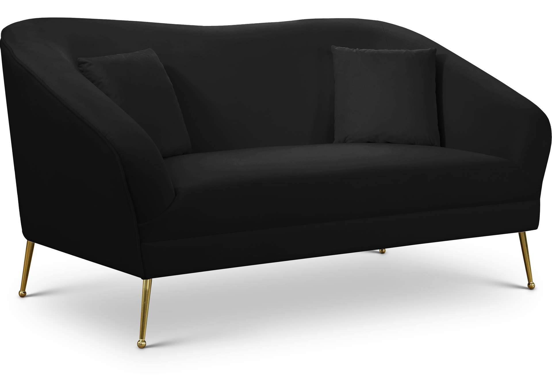 Hermosa Black Velvet Loveseat,Meridian Furniture