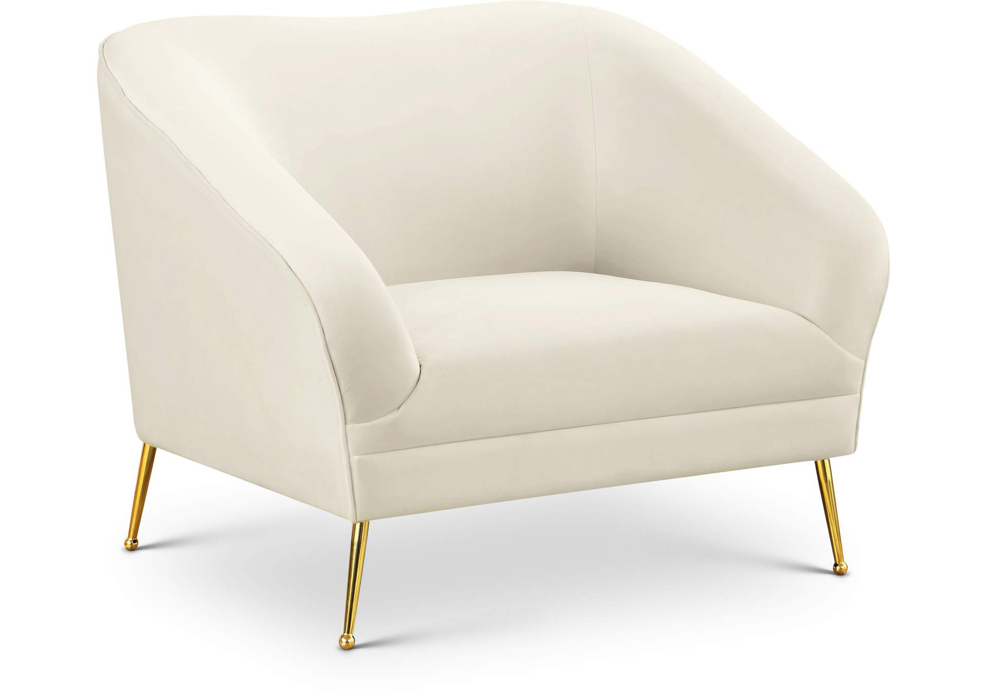 Hermosa Cream Velvet Chair,Meridian Furniture