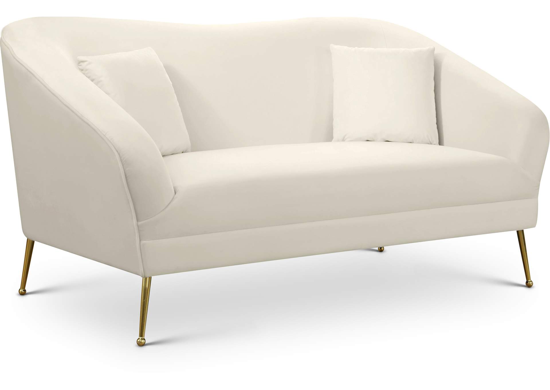 Hermosa Cream Velvet Loveseat,Meridian Furniture