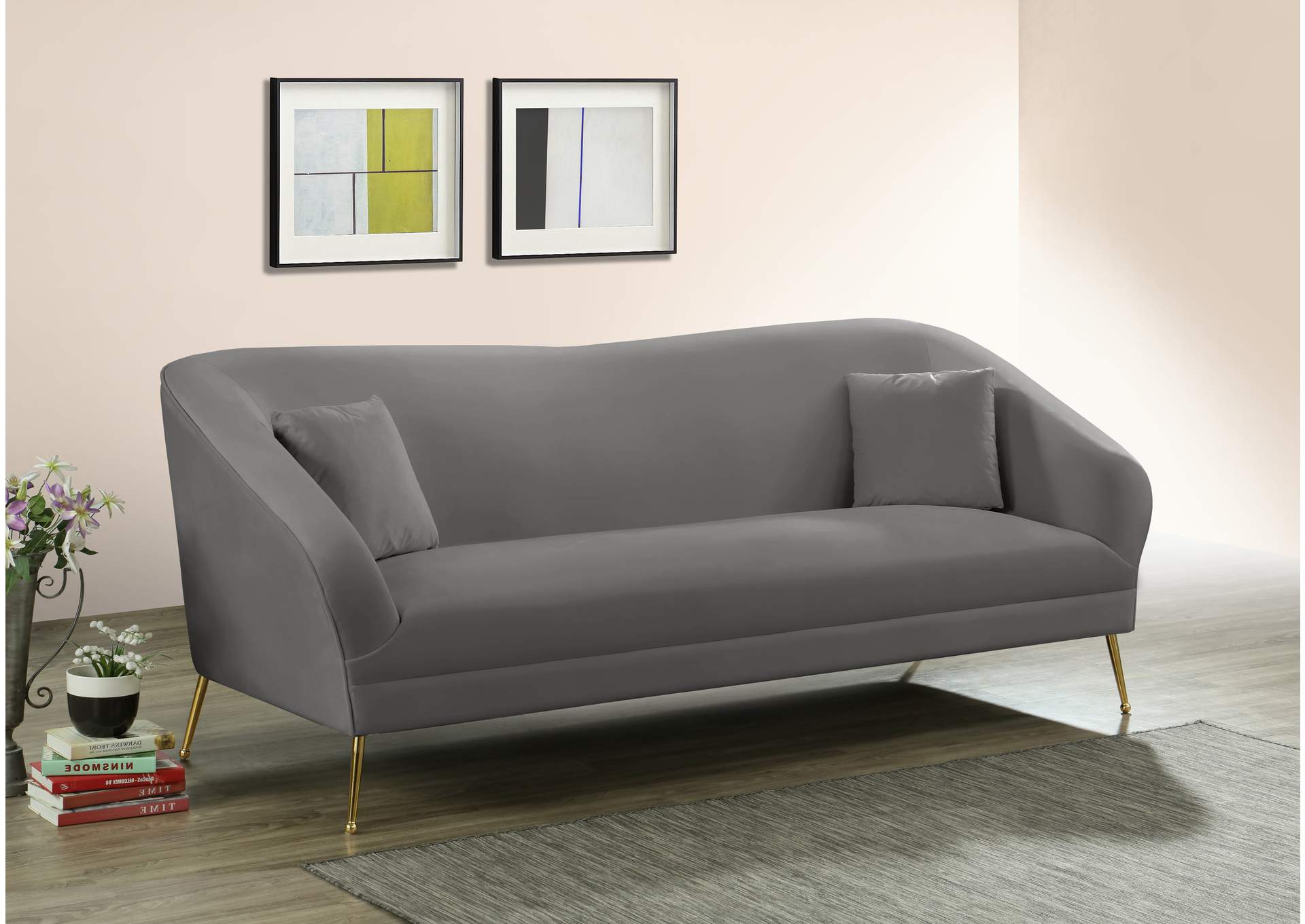 Hermosa Grey Velvet Sofa,Meridian Furniture