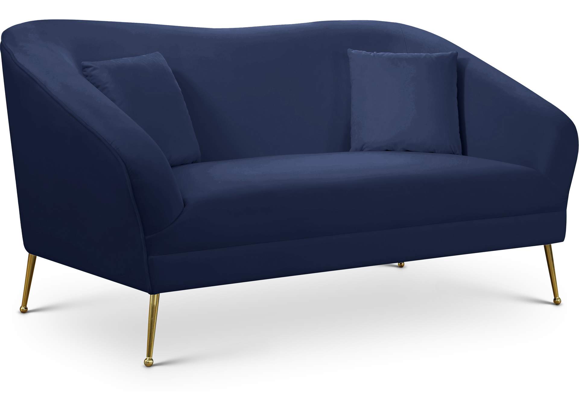 Hermosa Navy Velvet Loveseat,Meridian Furniture