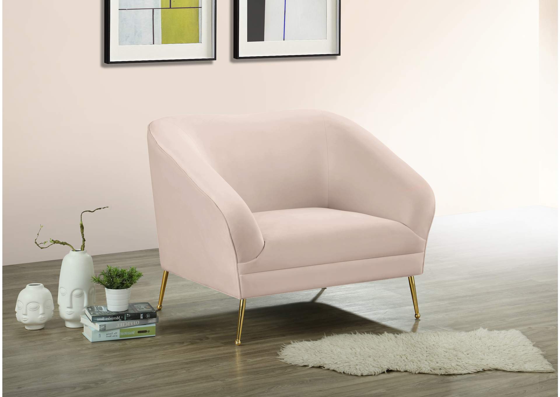 Hermosa Pink Velvet Chair,Meridian Furniture