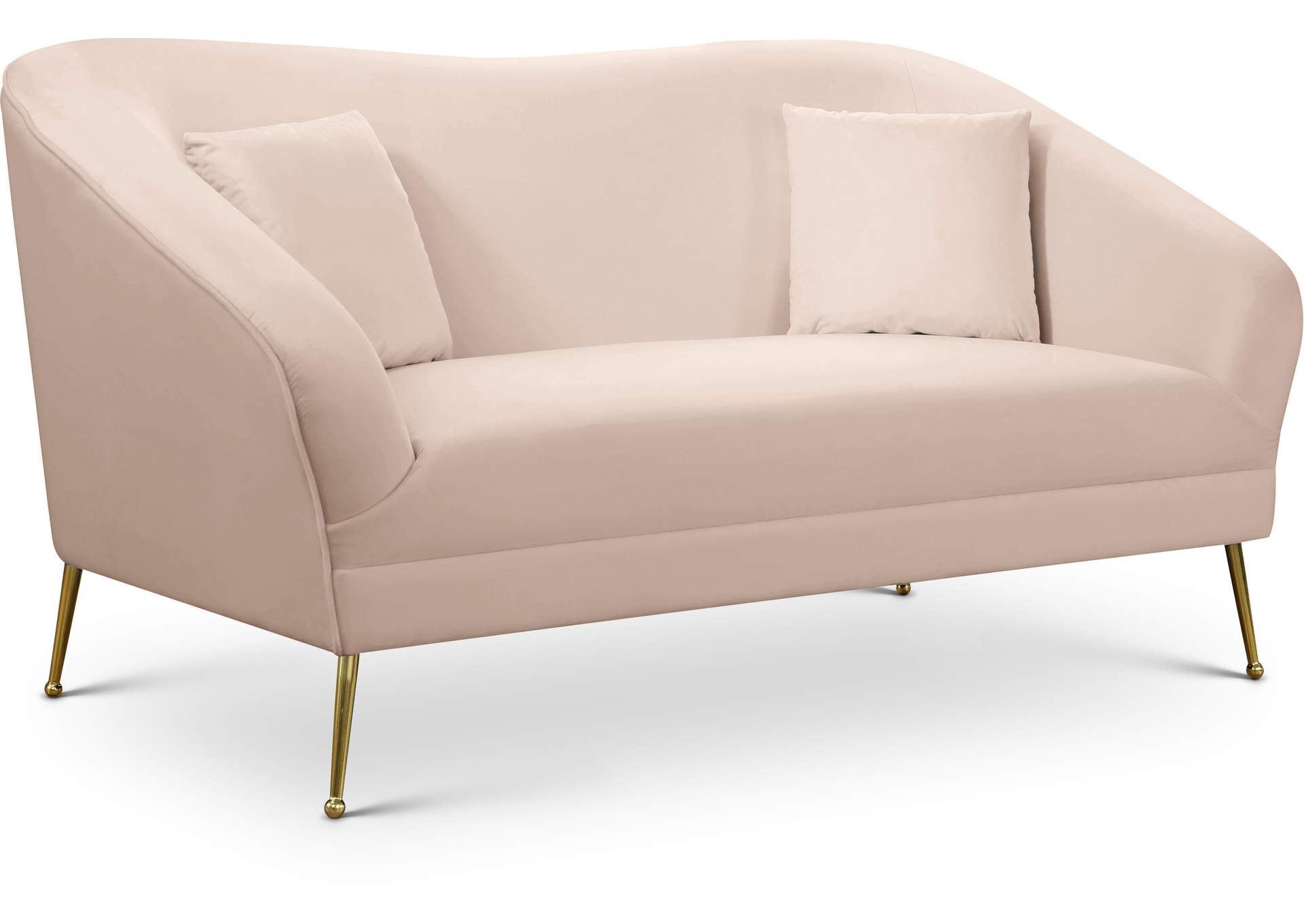 Hermosa Pink Velvet Loveseat,Meridian Furniture