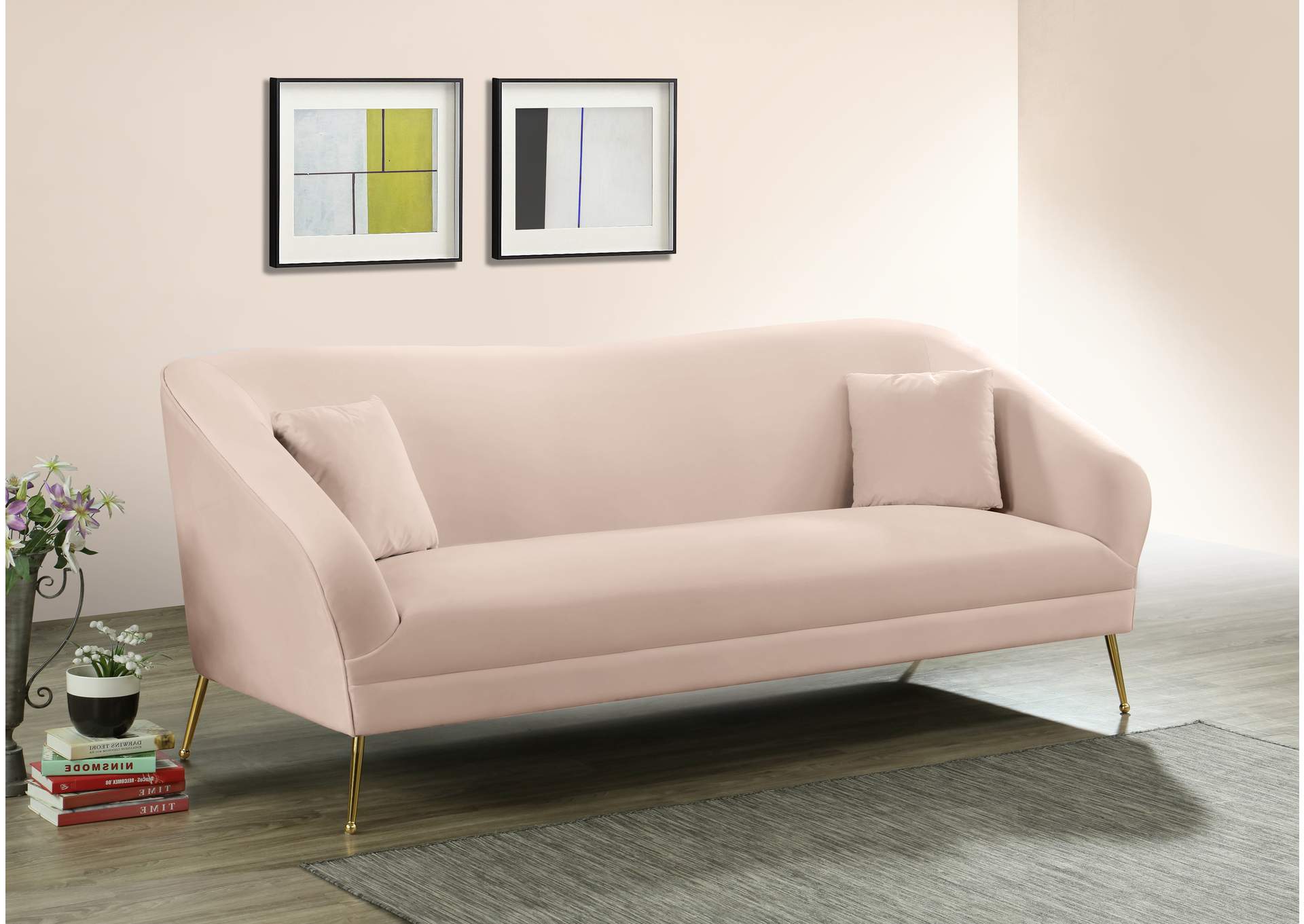 Hermosa Pink Velvet Sofa,Meridian Furniture