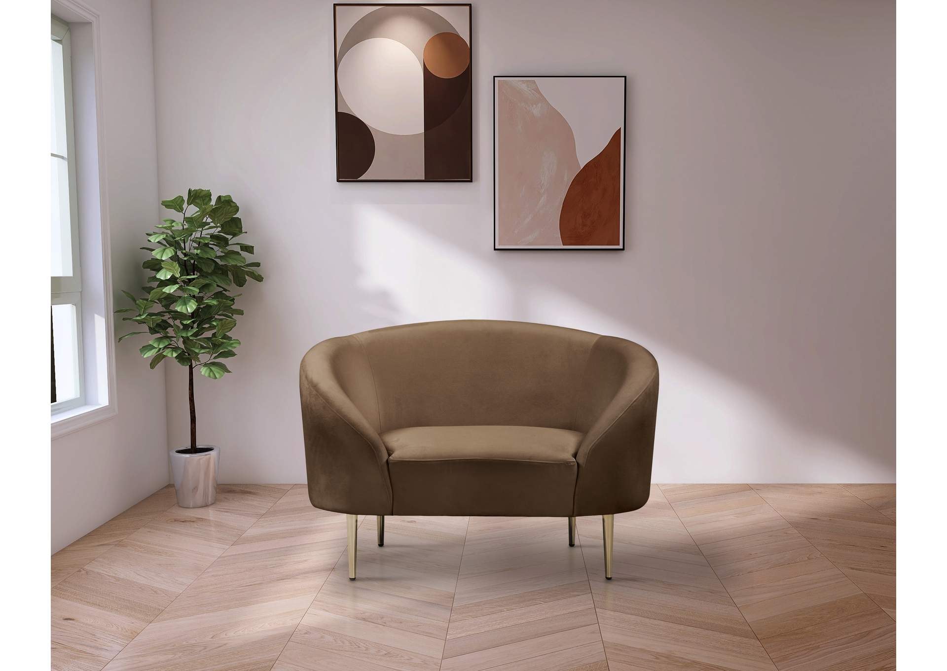 Ritz Brown Velvet Chair,Meridian Furniture