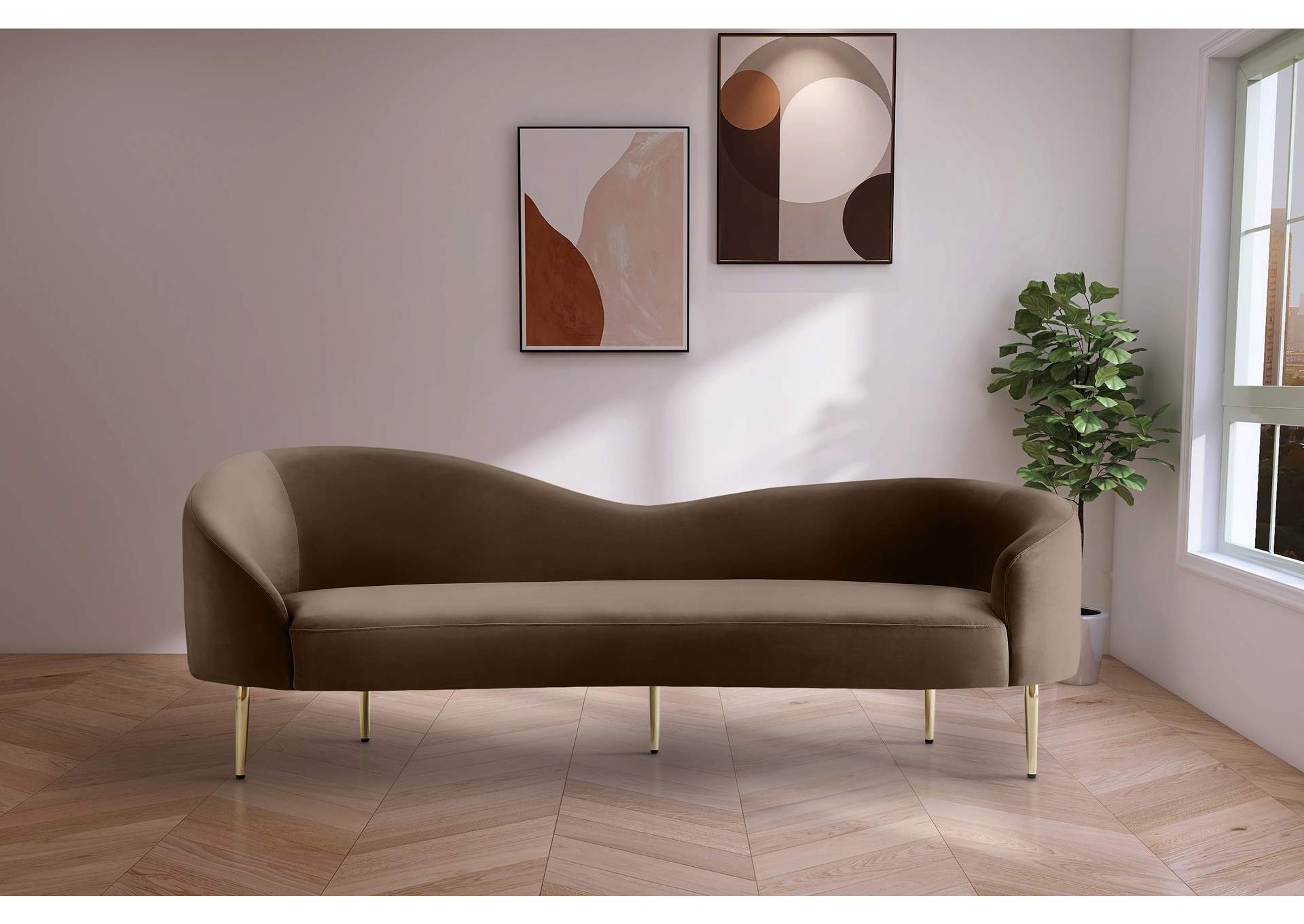 Ritz Brown Velvet Sofa,Meridian Furniture