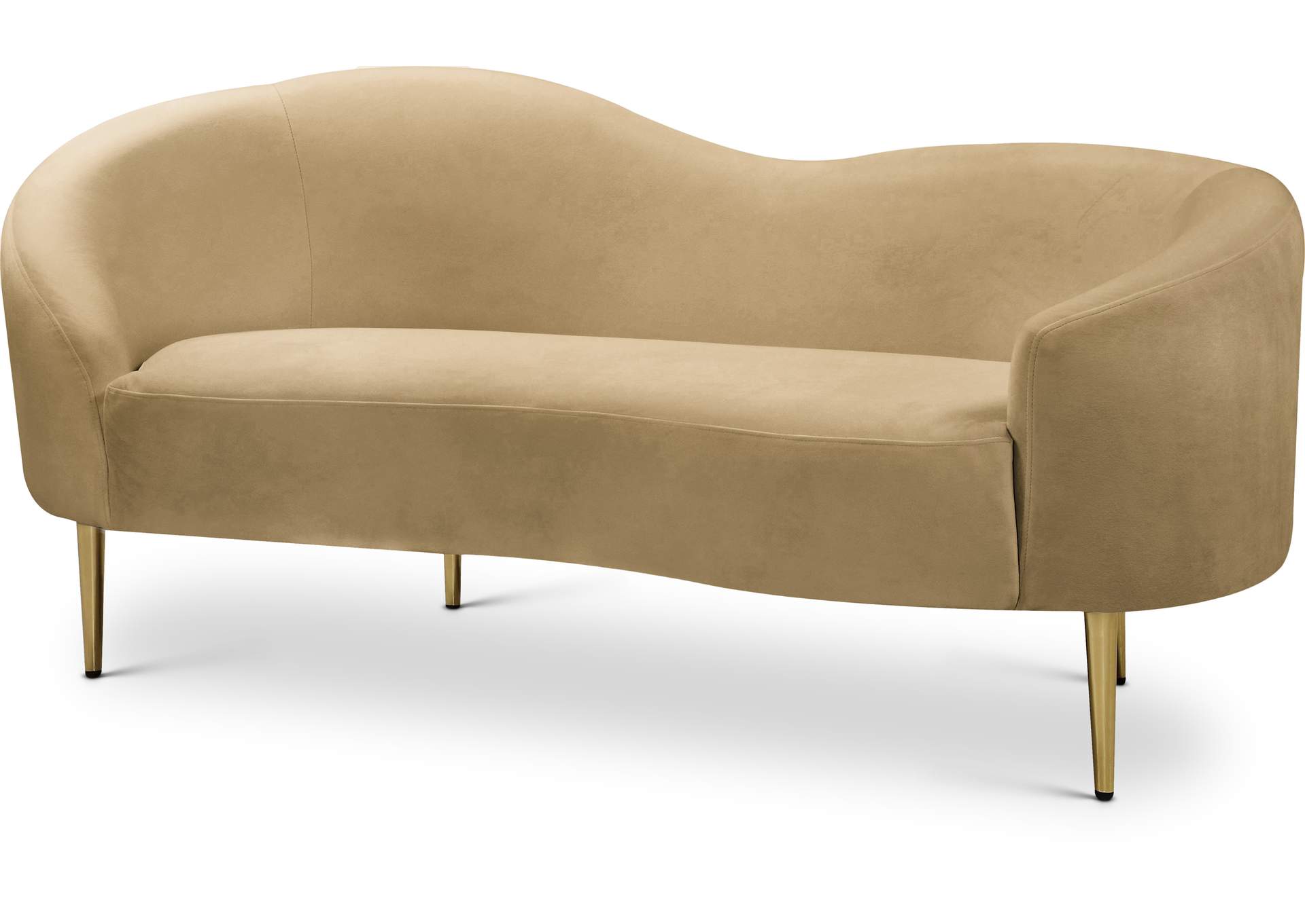 Ritz Camel Velvet Loveseat,Meridian Furniture