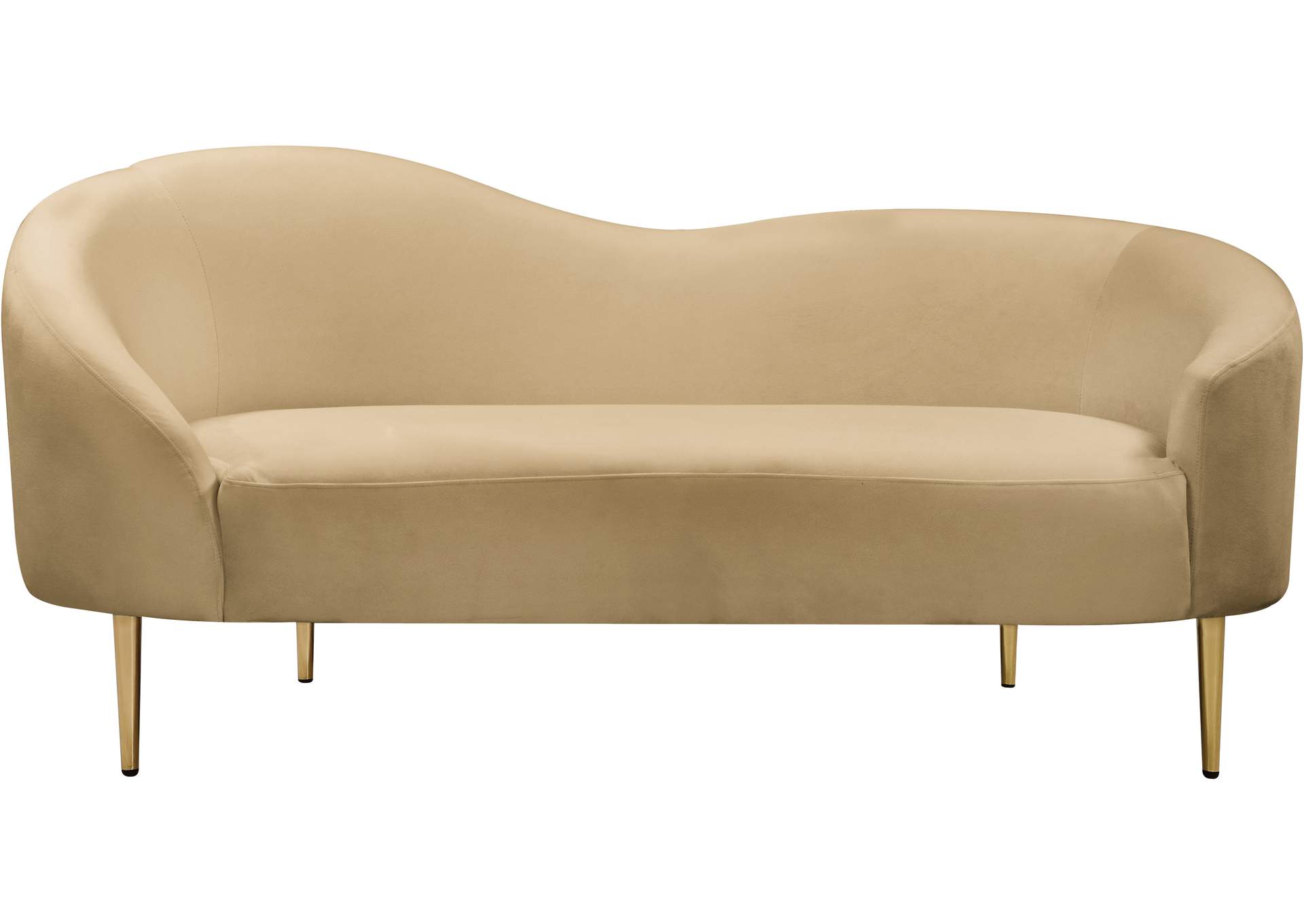 Ritz Camel Velvet Loveseat,Meridian Furniture