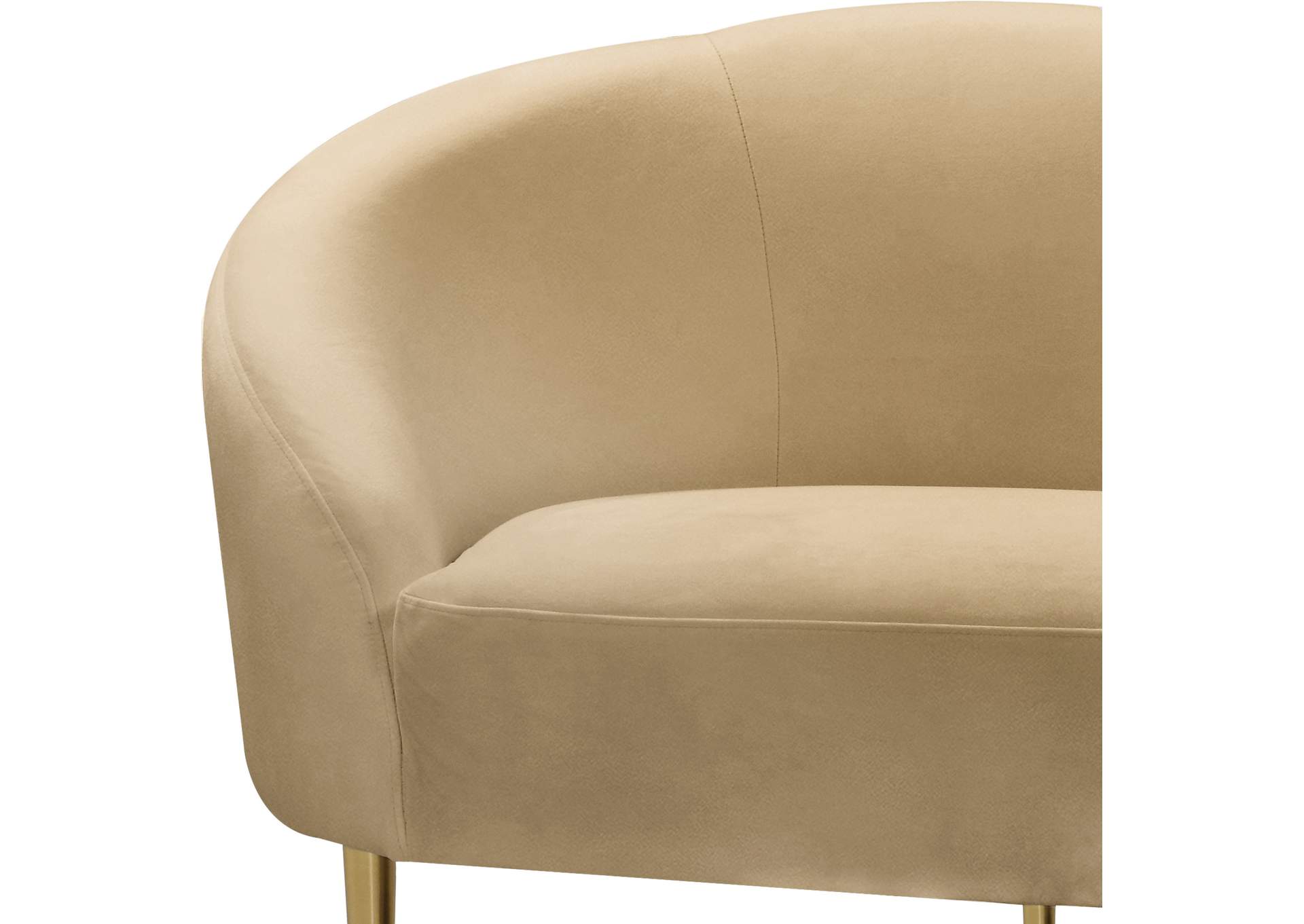 Ritz Camel Velvet Loveseat,Meridian Furniture