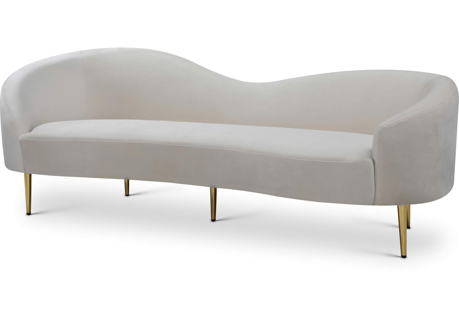 Ritz Cream Velvet Sofa,Meridian Furniture