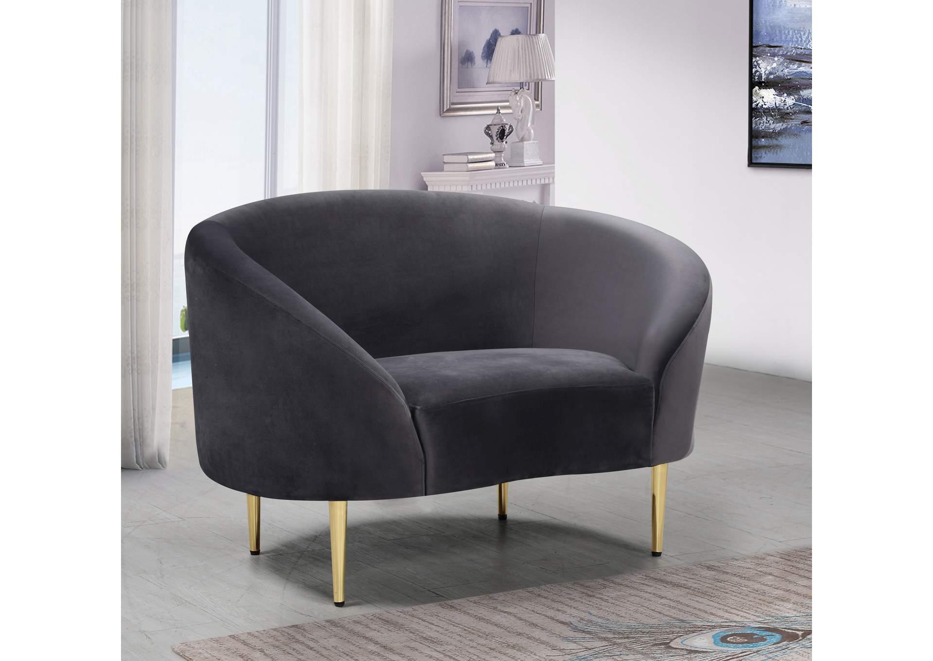 Ritz Grey Velvet Chair,Meridian Furniture