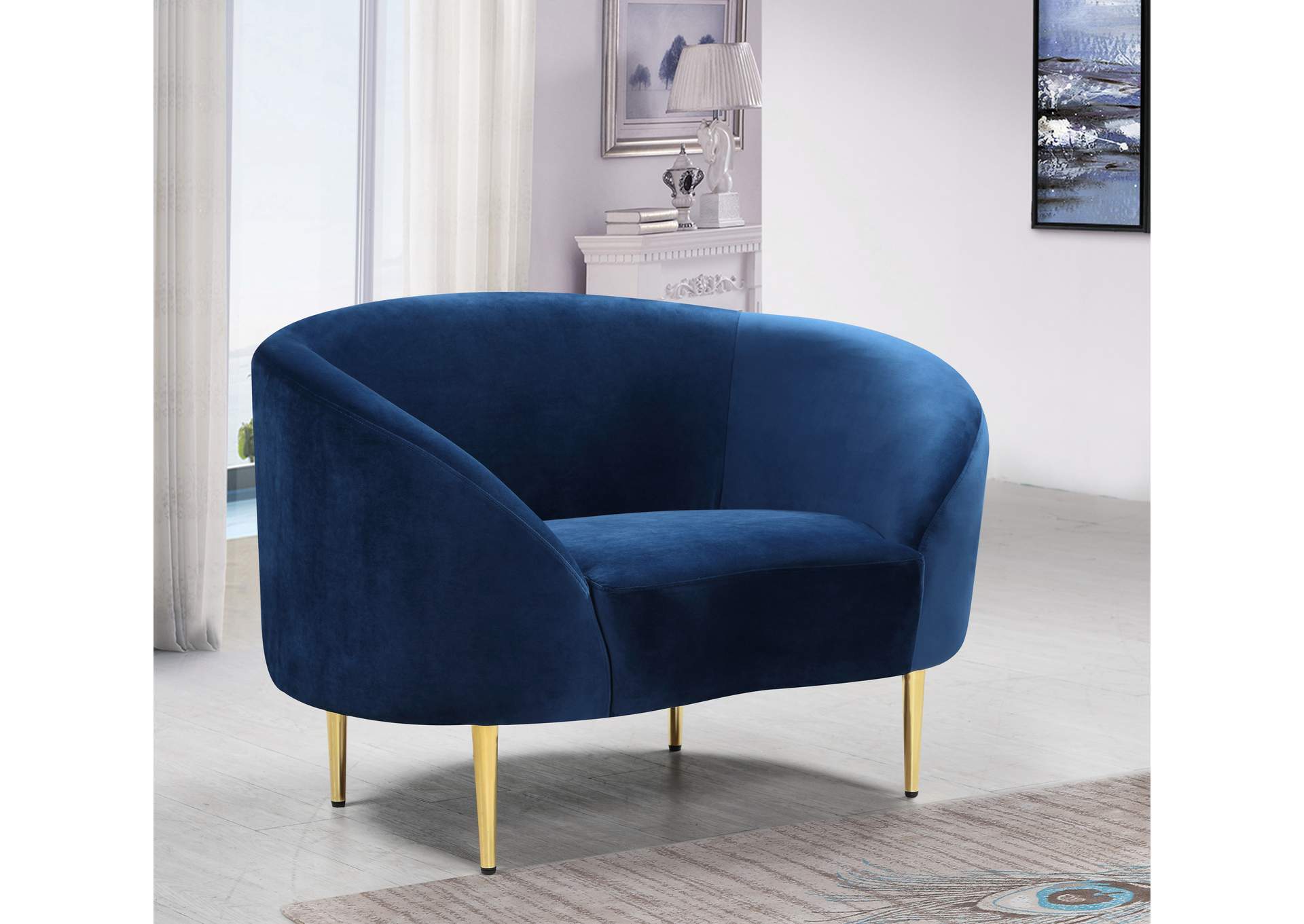 Ritz Navy Velvet Chair,Meridian Furniture