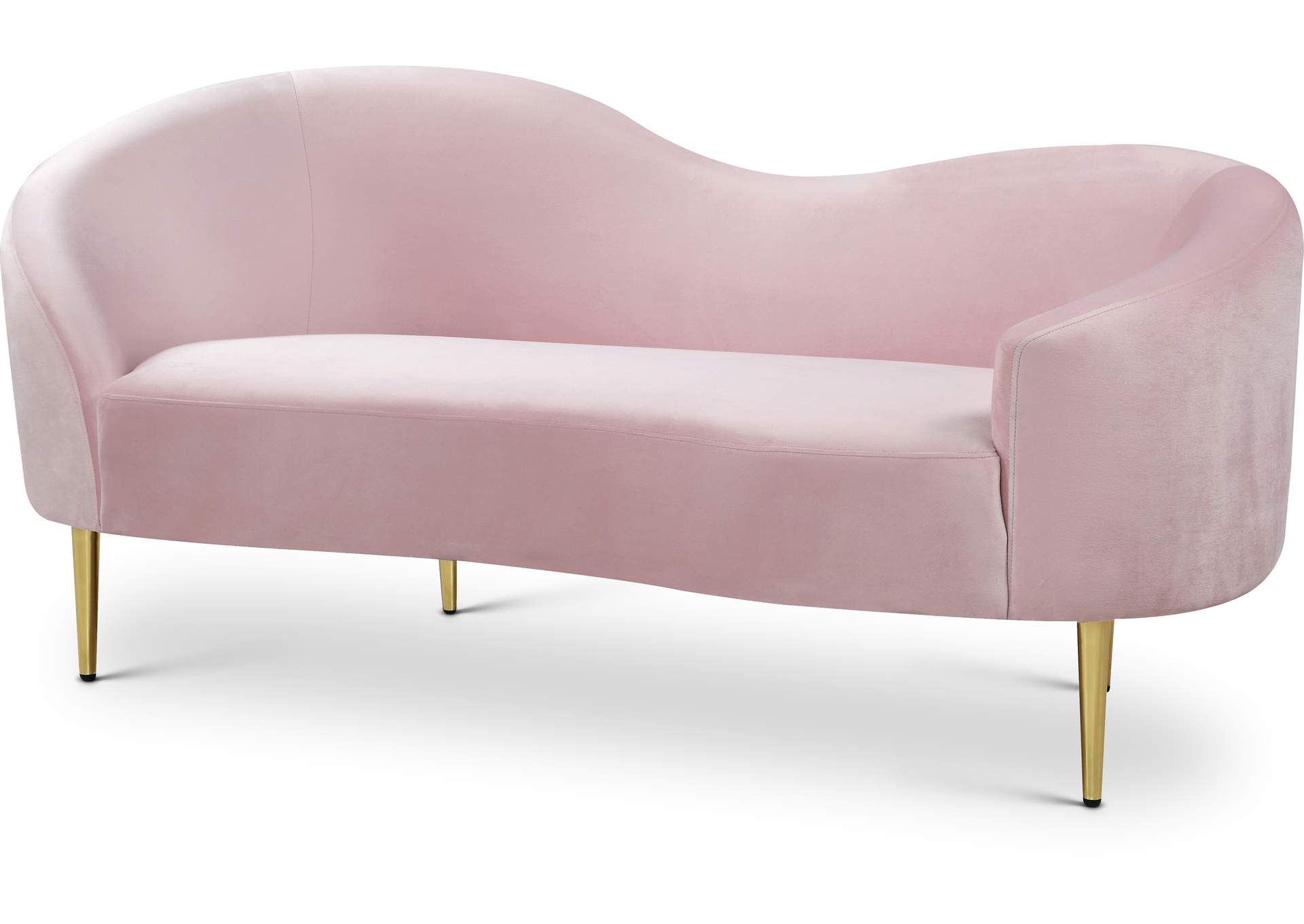 Ritz Pink Velvet Loveseat,Meridian Furniture