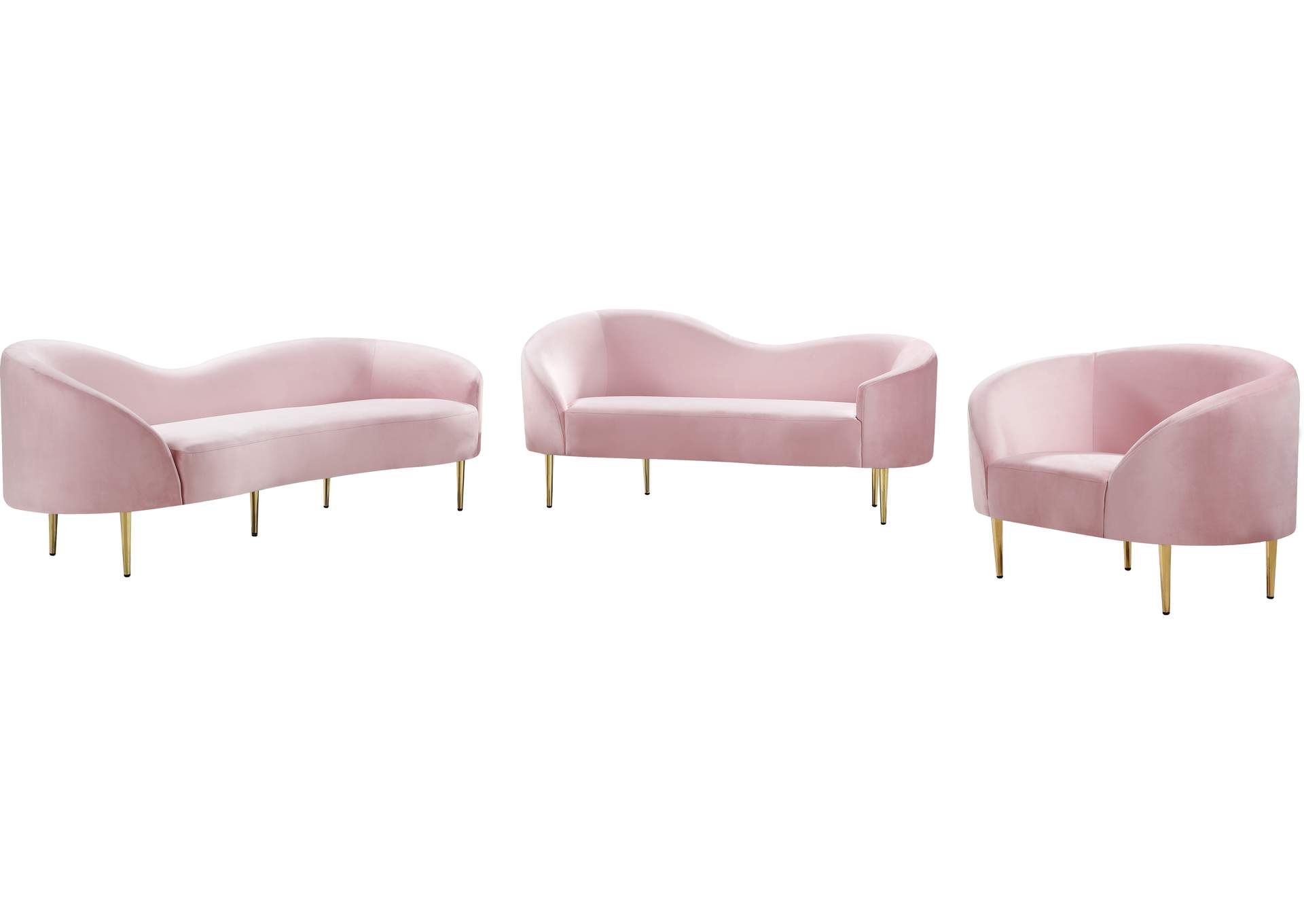 Ritz Pink Velvet Sofa and Loveseat,Meridian Furniture