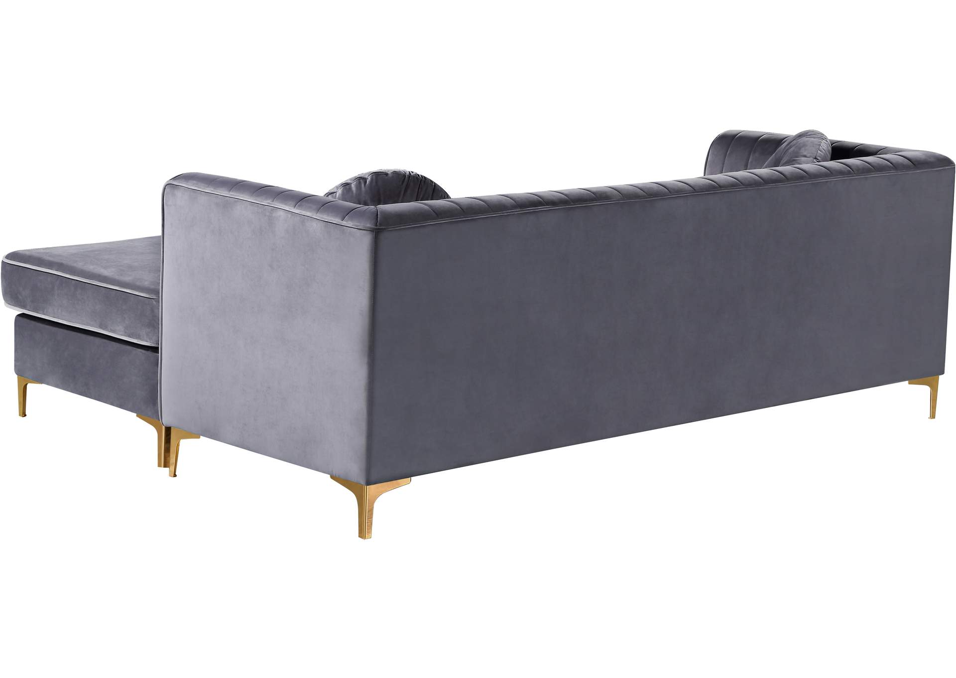 Eliana Grey Velvet 2 Piece Reversible Sectional,Meridian Furniture