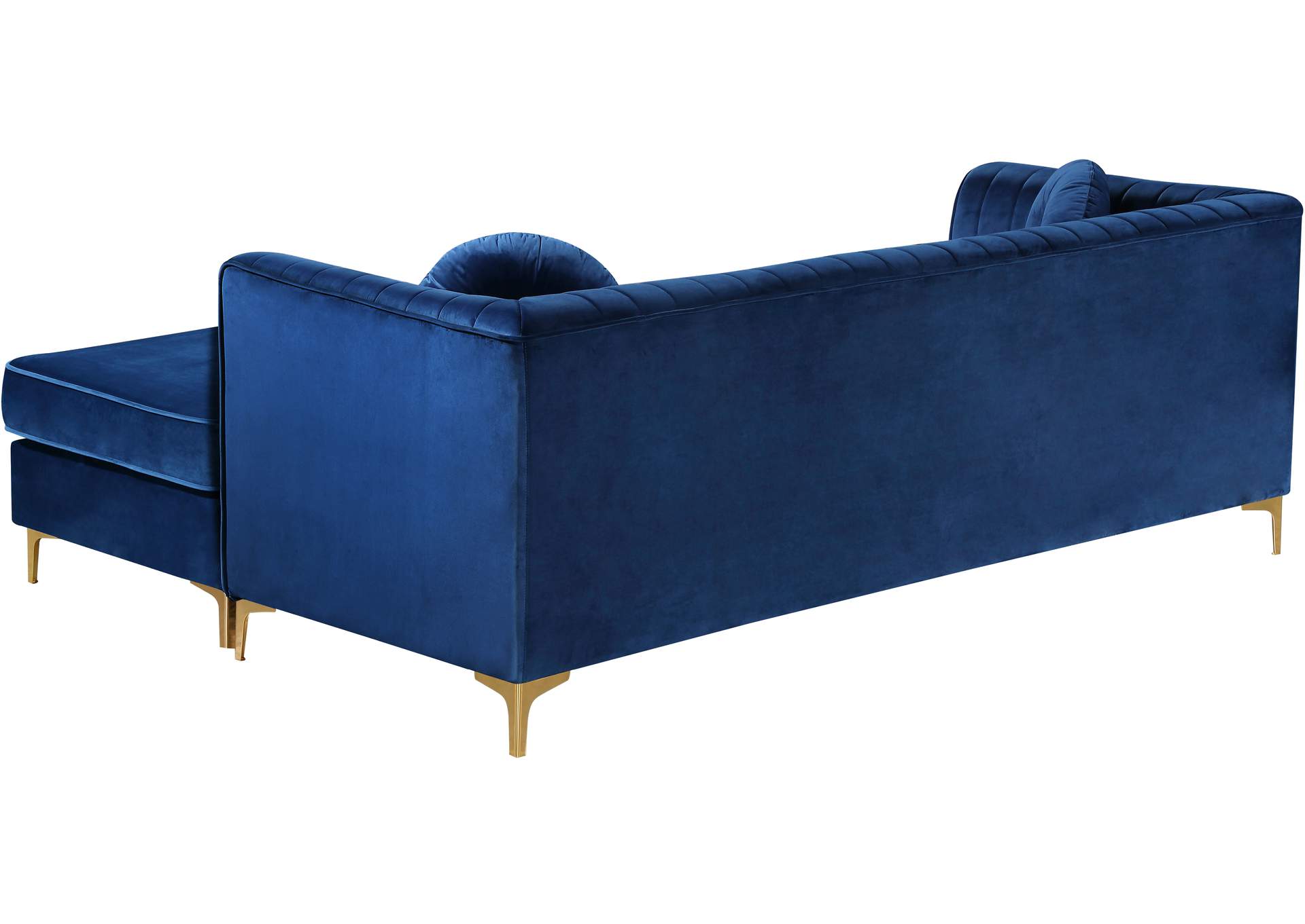 Eliana Navy Velvet 2 Piece Reversible Sectional,Meridian Furniture