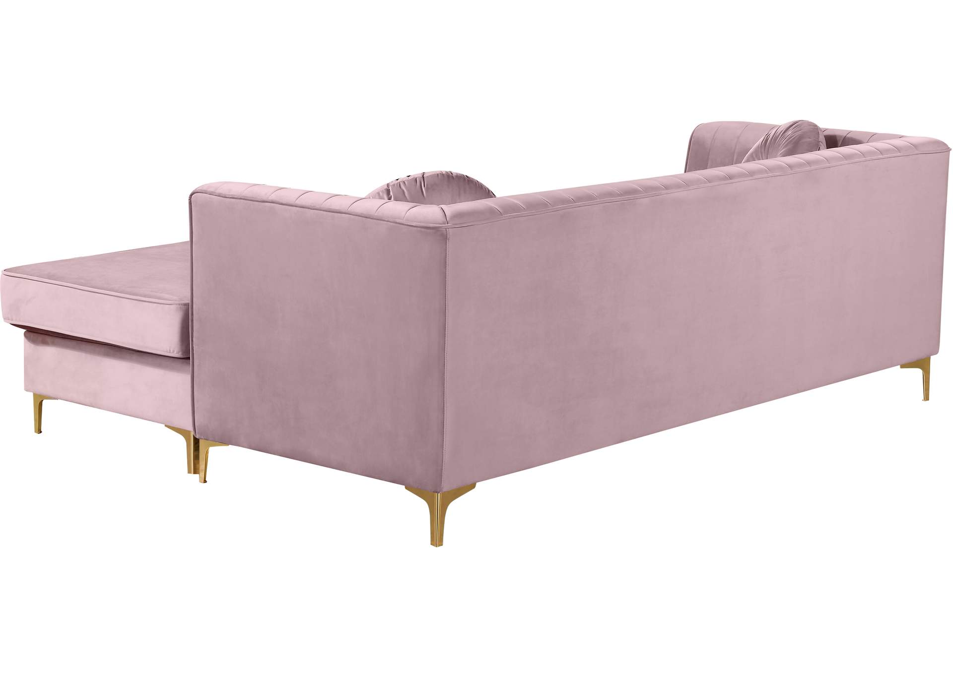 Eliana Pink Velvet 2 Piece Reversible Sectional,Meridian Furniture