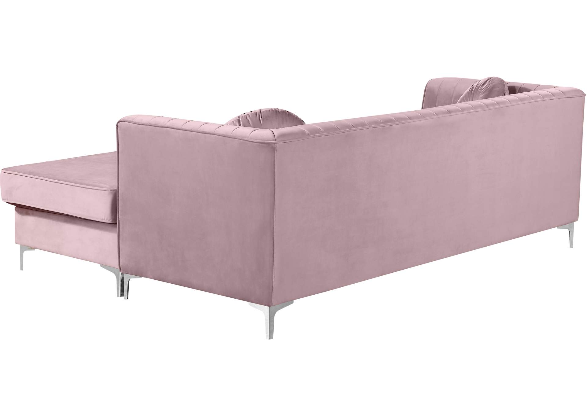 Eliana Pink Velvet 2 Piece Reversible Sectional,Meridian Furniture