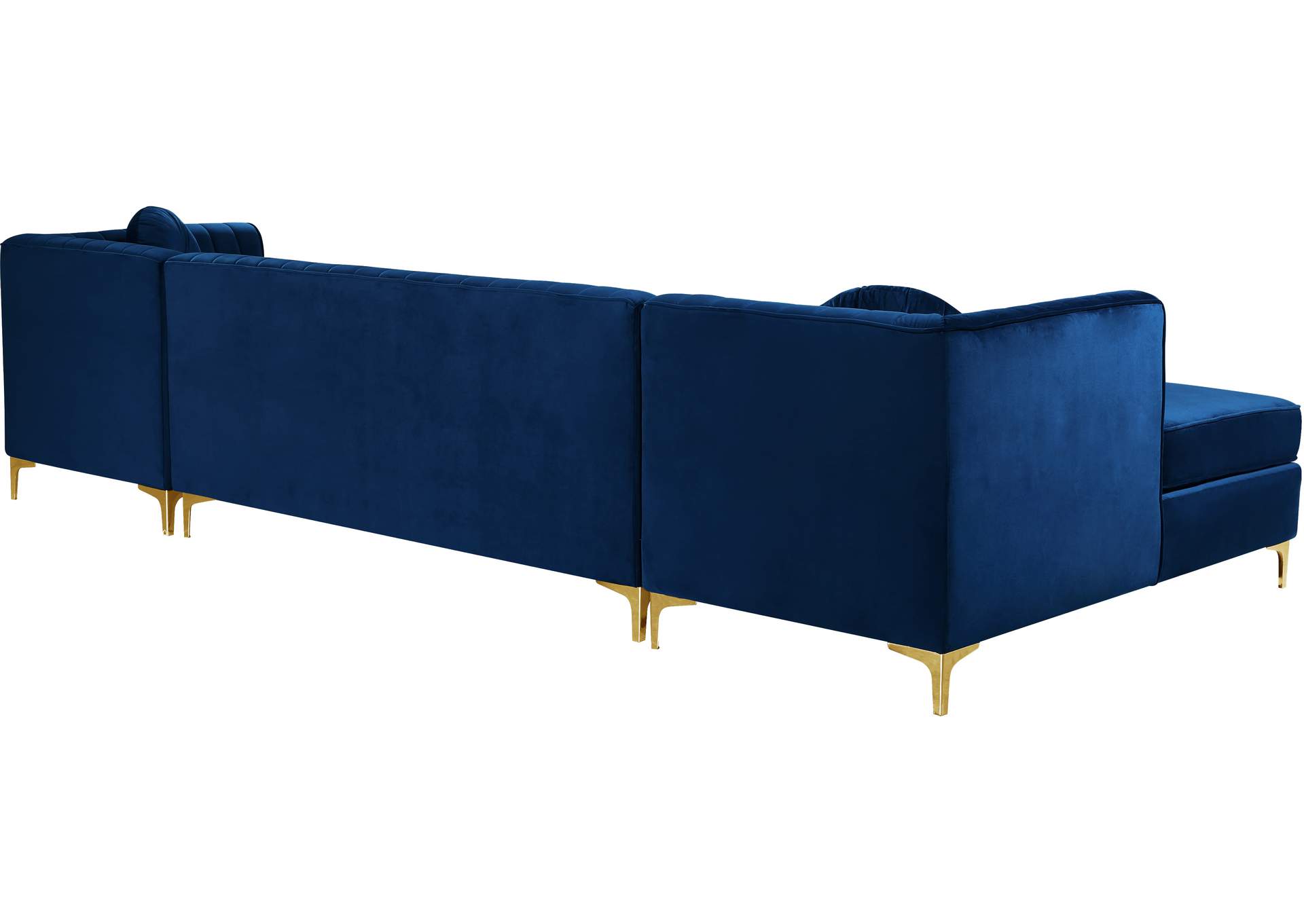 Graham Navy Velvet 3 Piece Sectional,Meridian Furniture