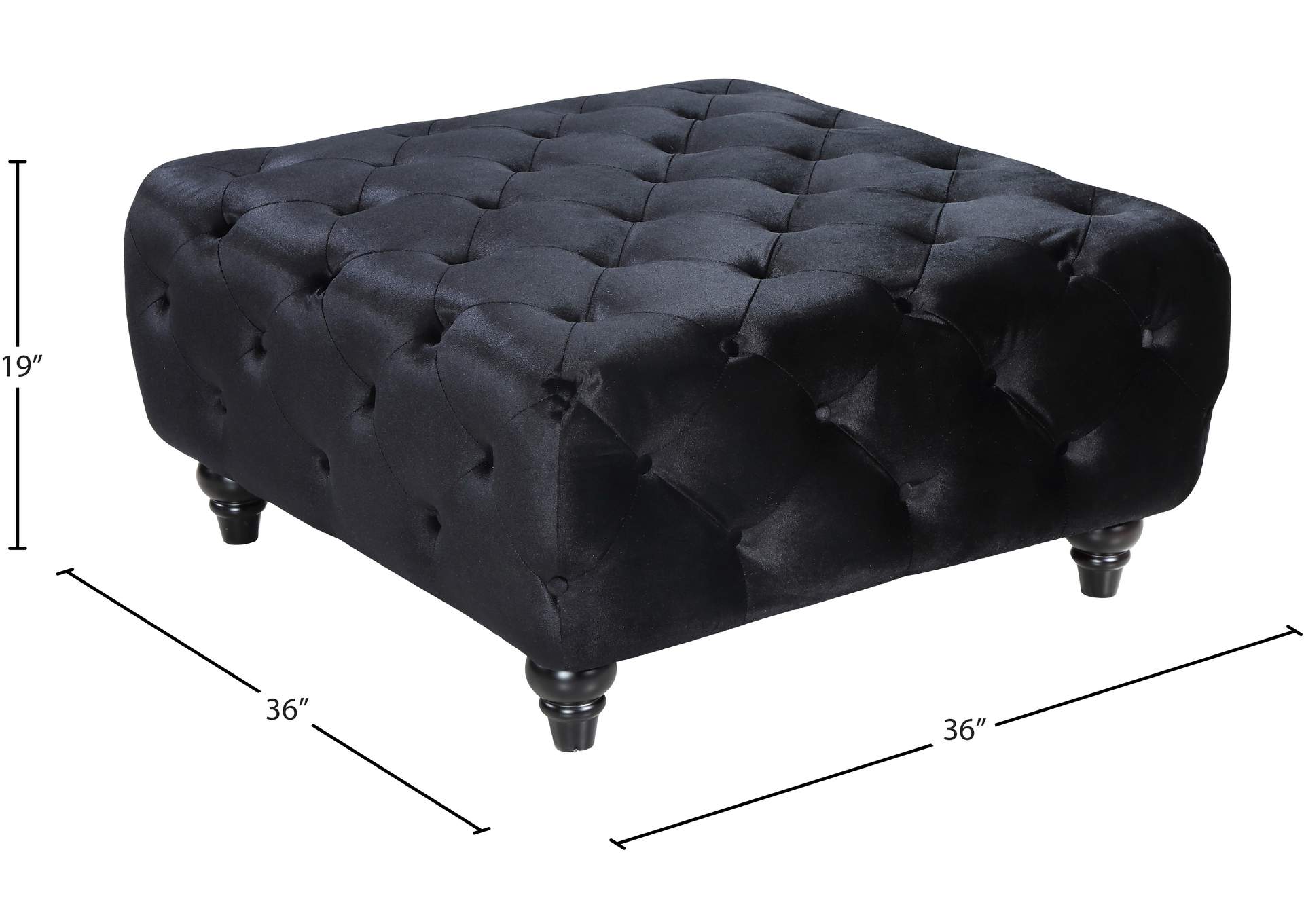 Chesterfield Black Velvet Ottoman,Meridian Furniture