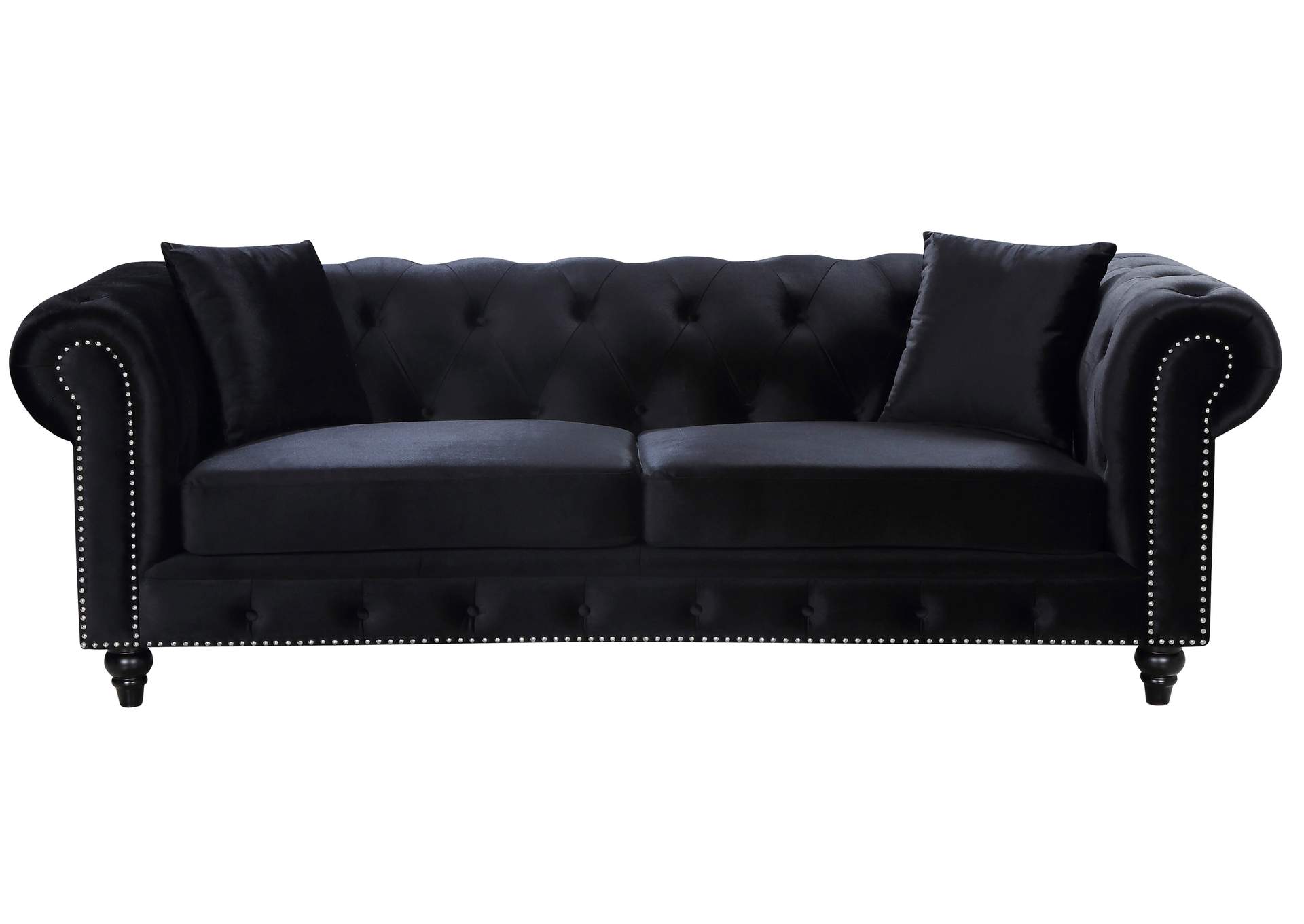 Chesterfield Black Velvet Sofa,Meridian Furniture