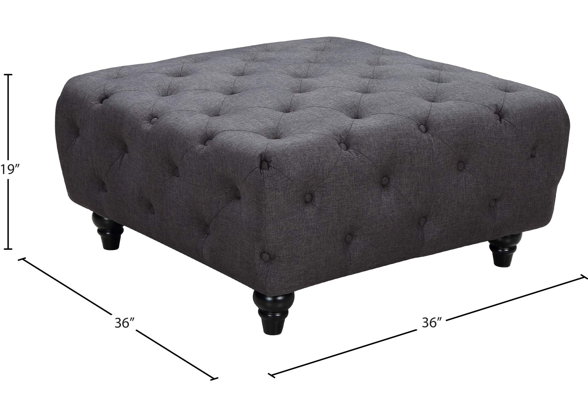 Chesterfield Grey Linen Textured Ottoman,Meridian Furniture