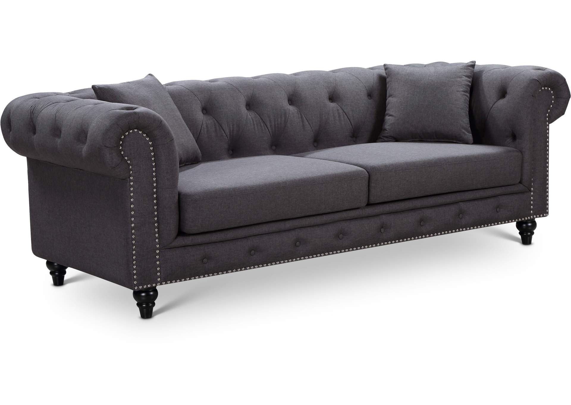 Chesterfield Grey Linen Sofa Best Buy Furniture and Mattress