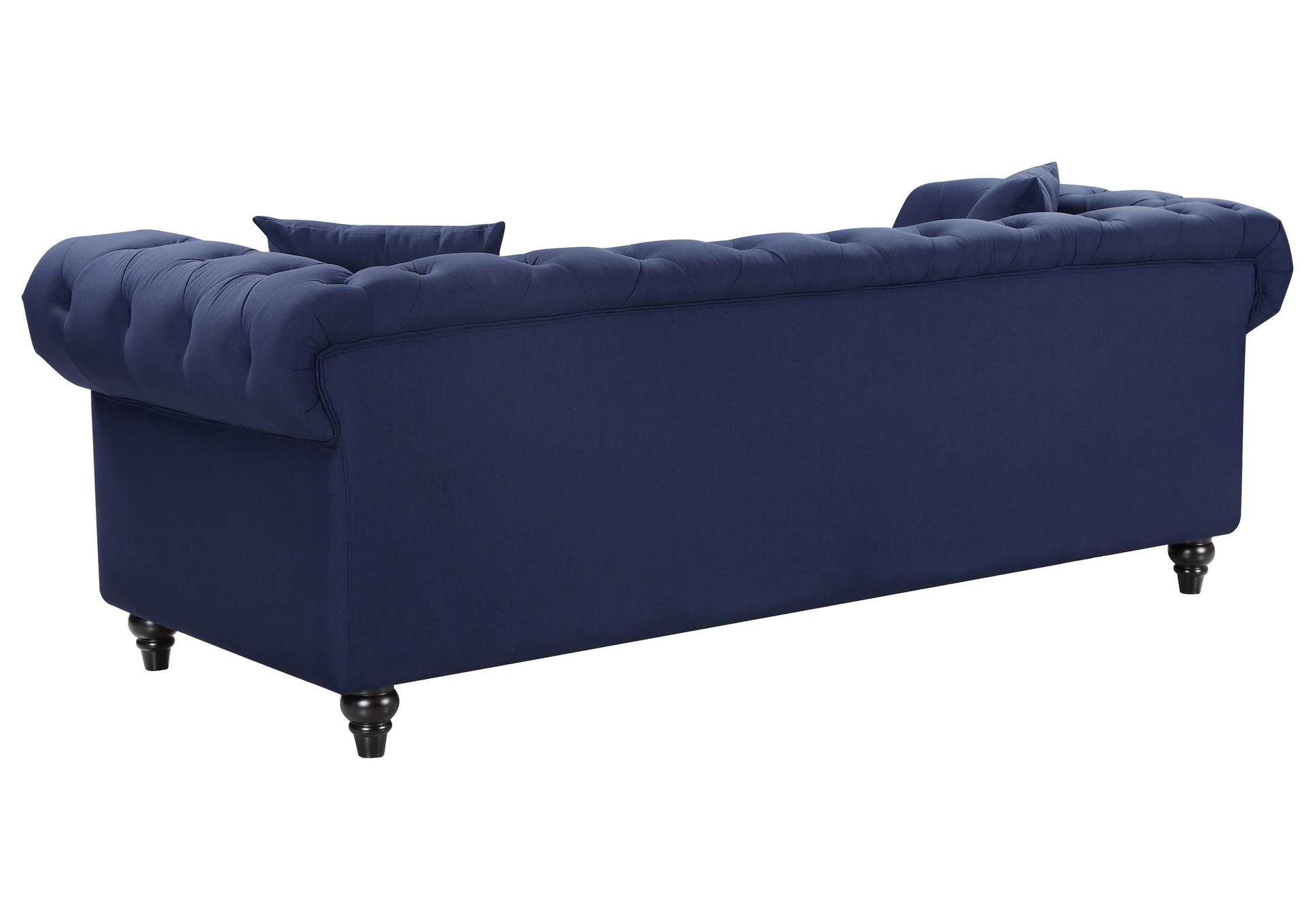 Chesterfield Navy Linen Textured Loveseat,Meridian Furniture