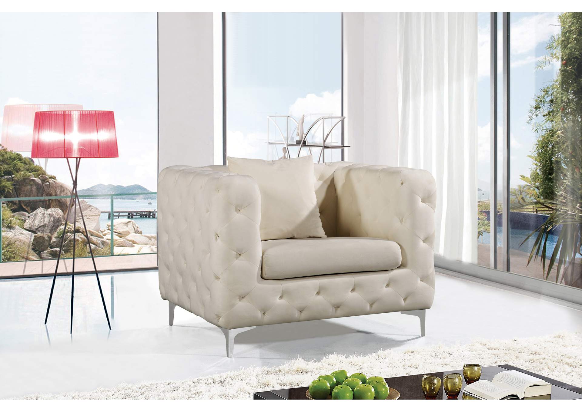 Scarlett Cream Velvet Chair,Meridian Furniture