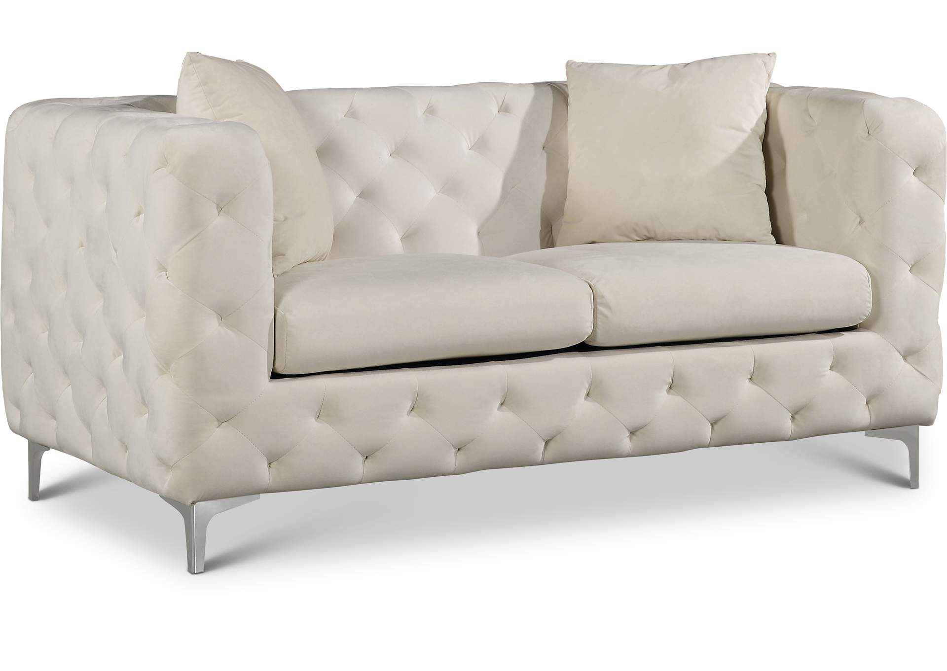 Scarlett Cream Velvet Loveseat,Meridian Furniture