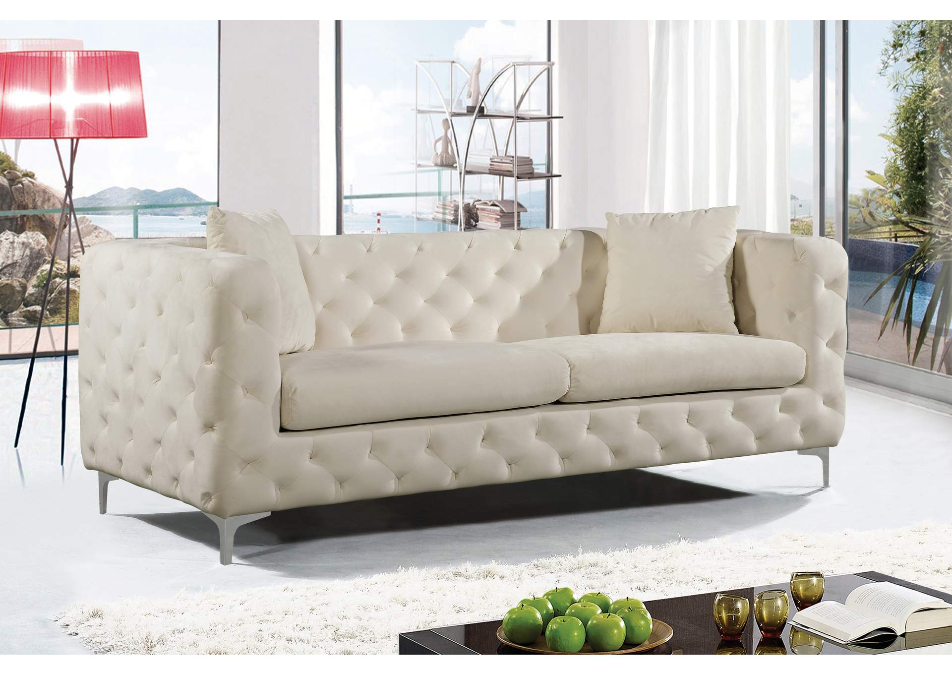 Scarlett Cream Velvet Sofa,Meridian Furniture