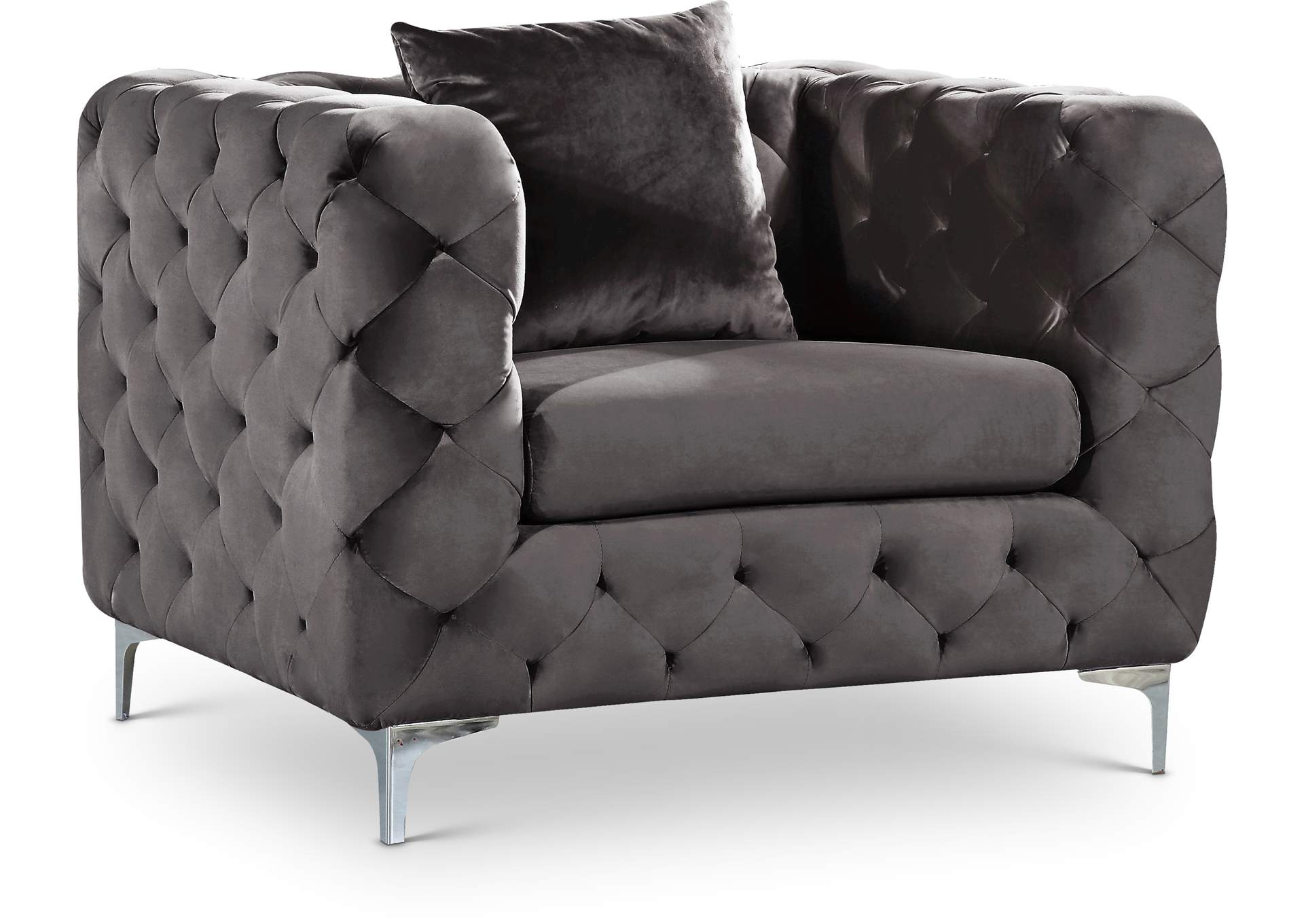 Scarlett Grey Velvet Chair,Meridian Furniture