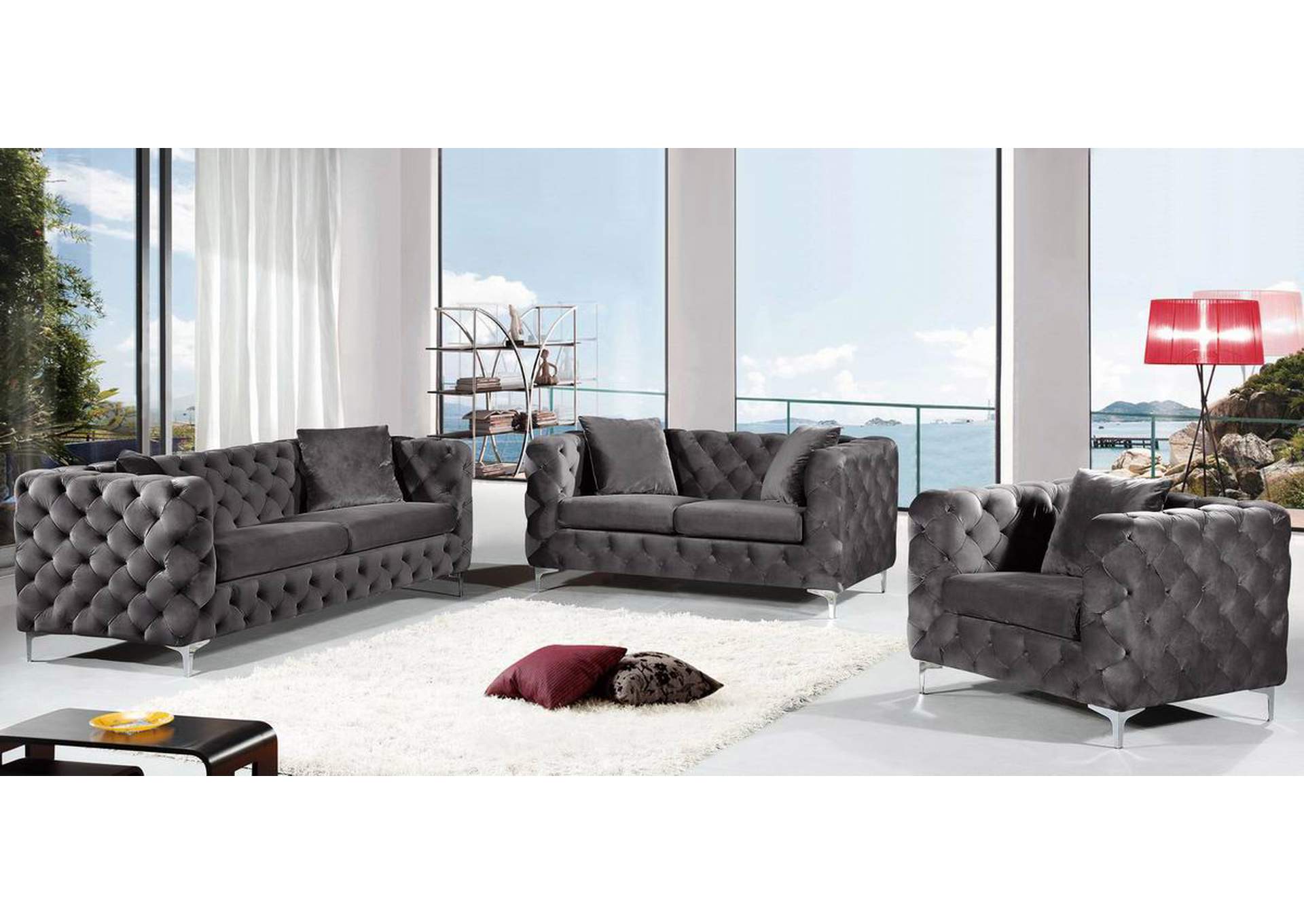 Scarlett Grey Velvet Loveseat,Meridian Furniture