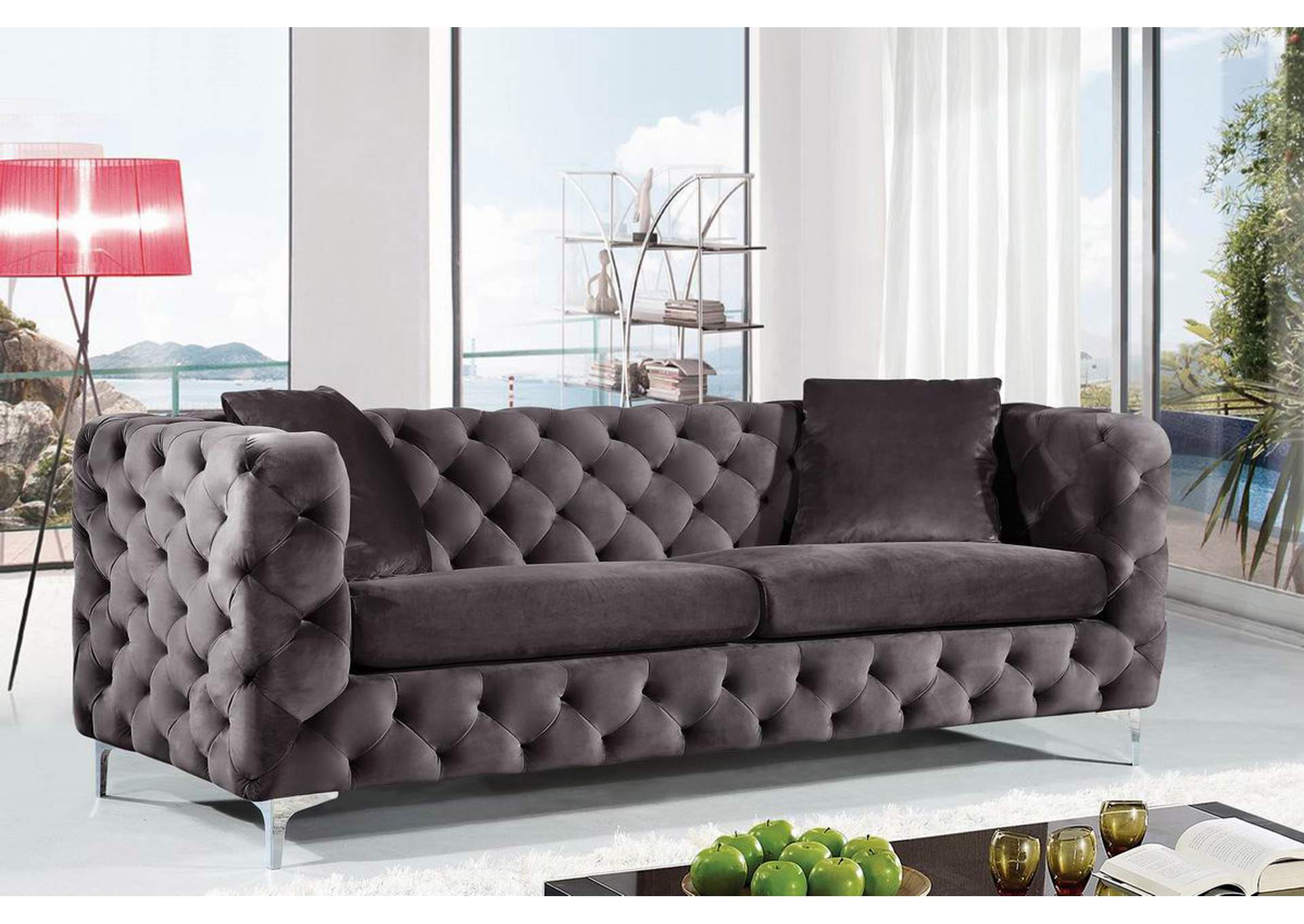 Scarlett Grey Velvet Sofa,Meridian Furniture