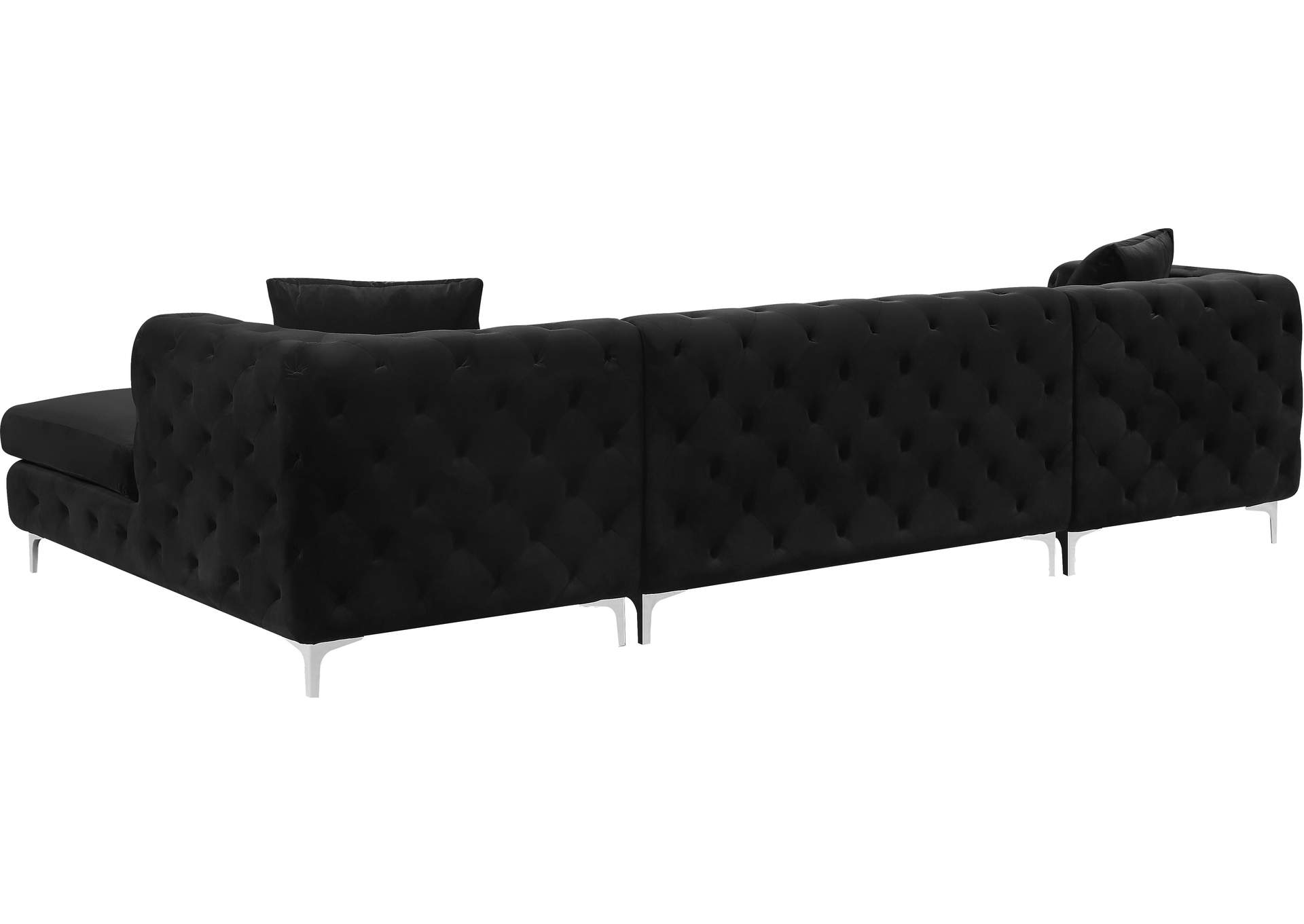 Gail Black Velvet 3 Piece Sectional,Meridian Furniture