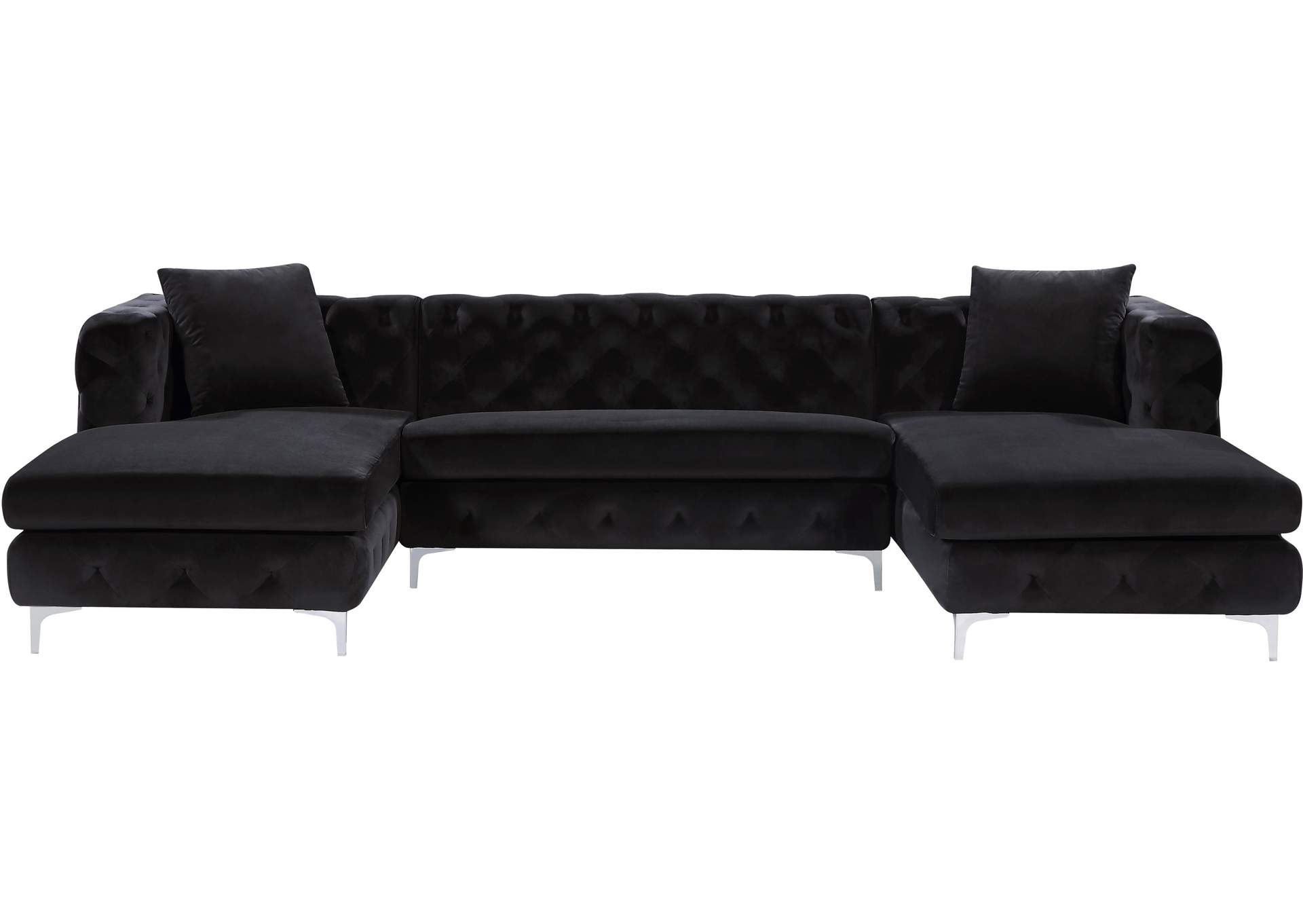 Gail Black Velvet 3 Piece Sectional,Meridian Furniture