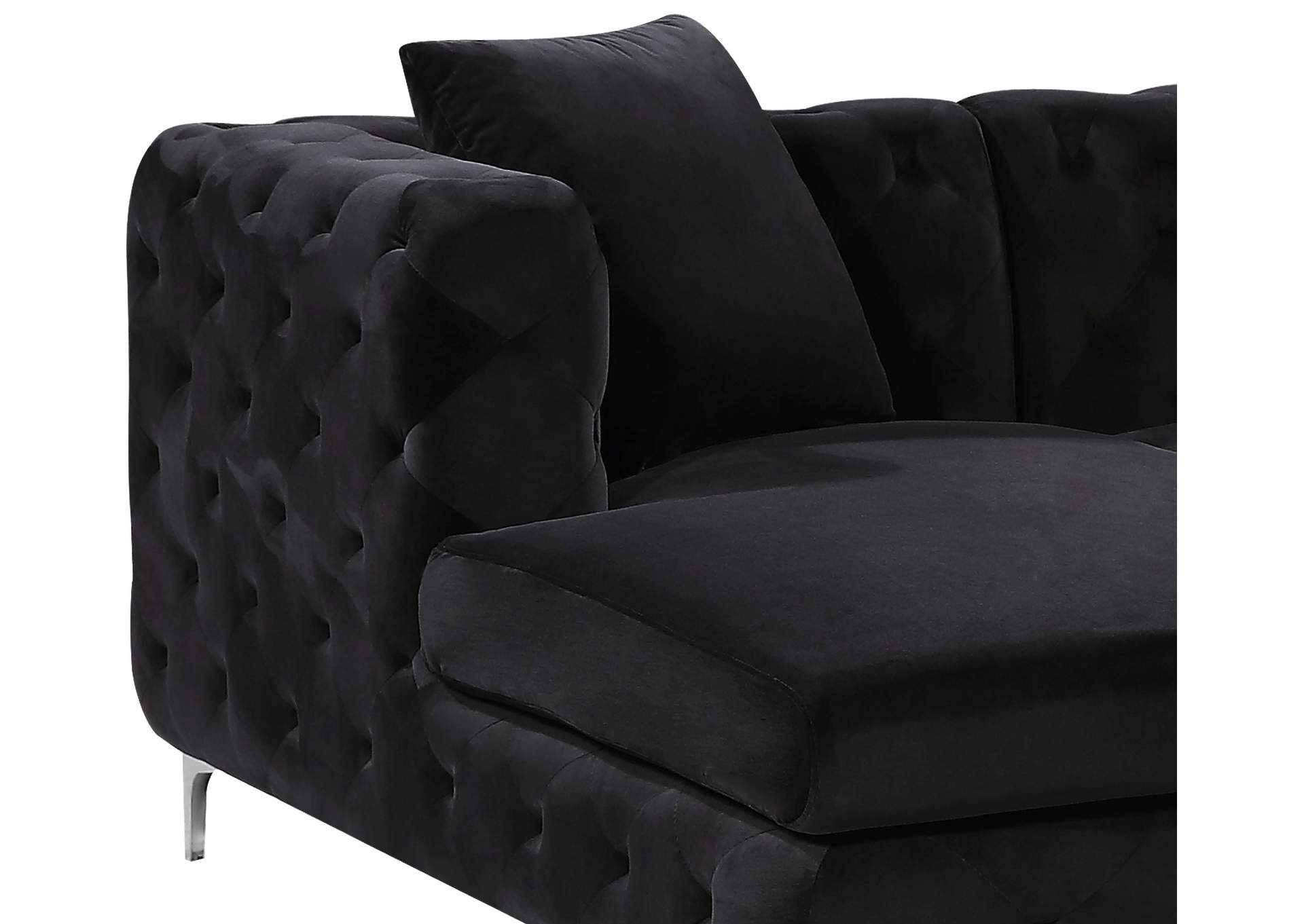 Gail Black Velvet 3 Piece Sectional,Meridian Furniture